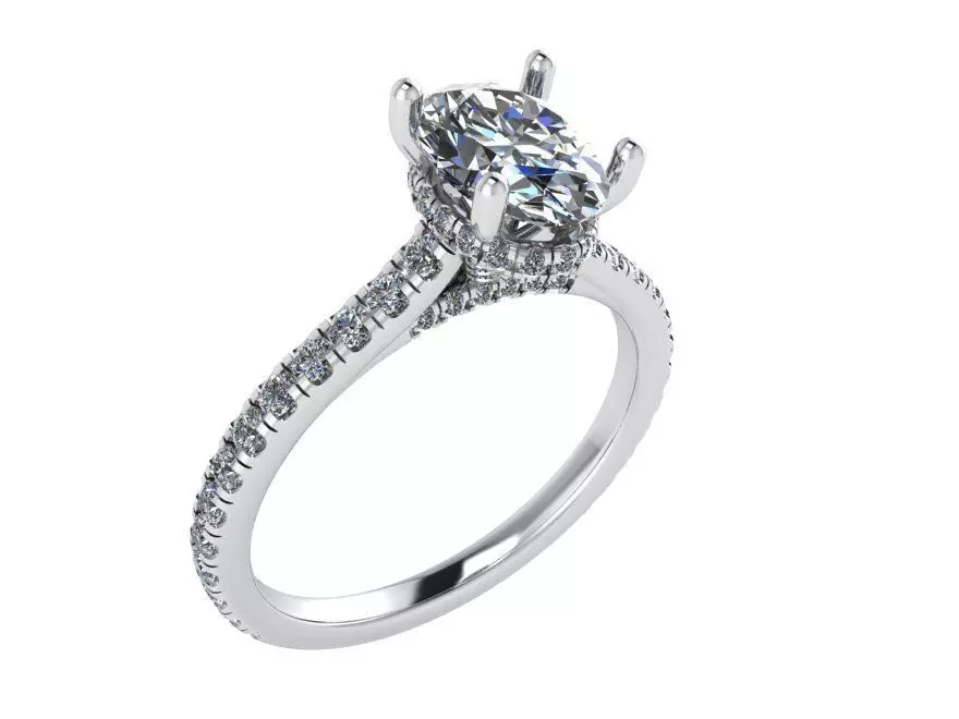solitaire ring with diamonds 0008 3D print model_0