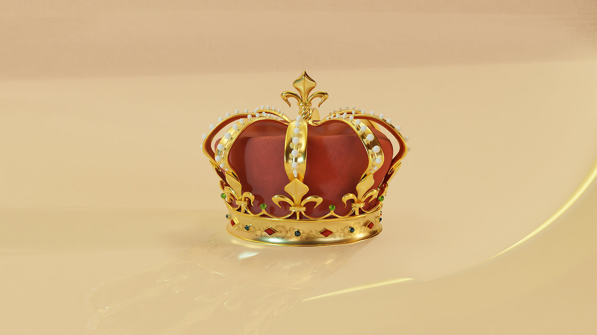 Crown Model golden Low-poly 3D model_2