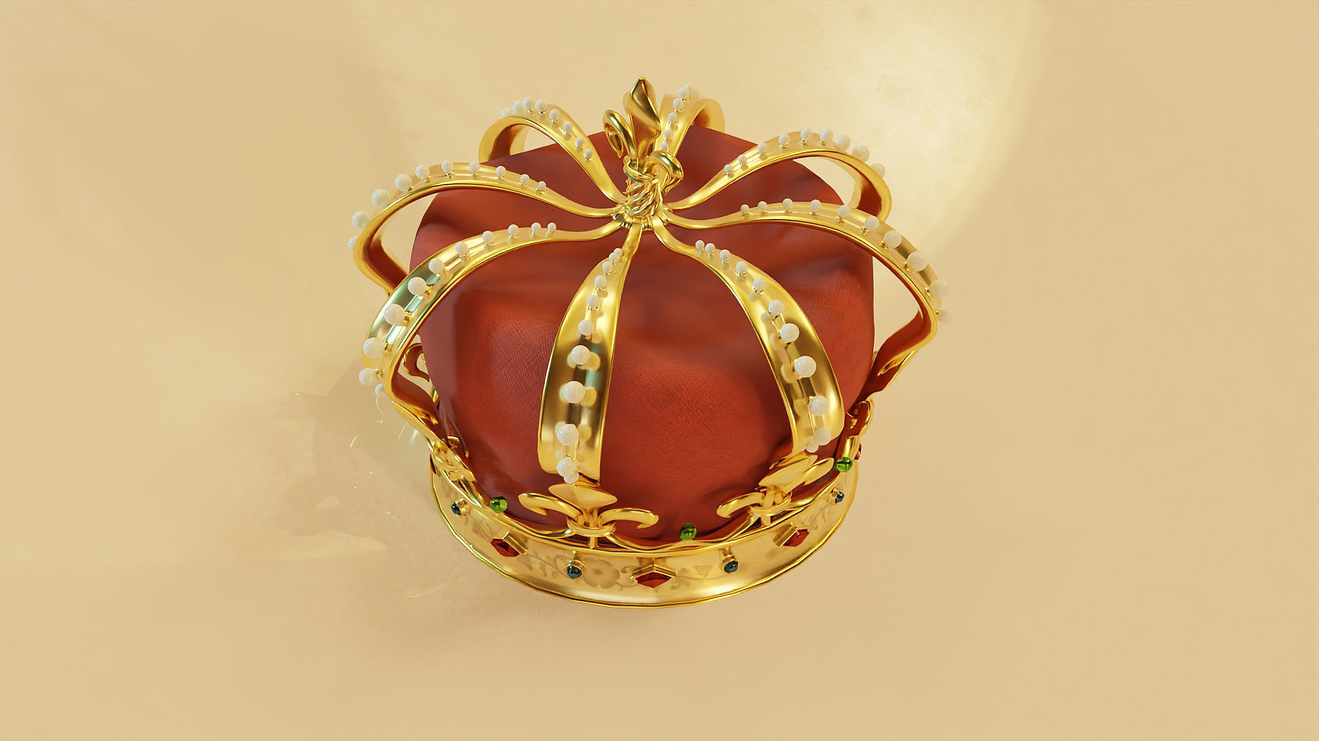 Crown Model golden Low-poly 3D model_3
