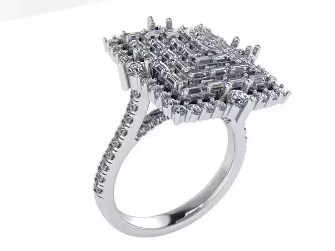 rectangle pyriamid head ring with diamonds 0007