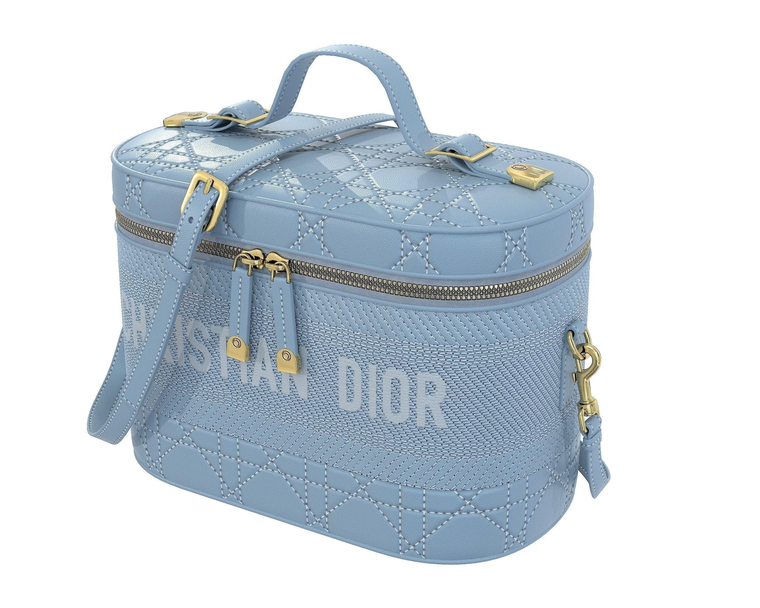 Dior DiorTravel Vanity Case Bag Blue Low-poly 3D model_5