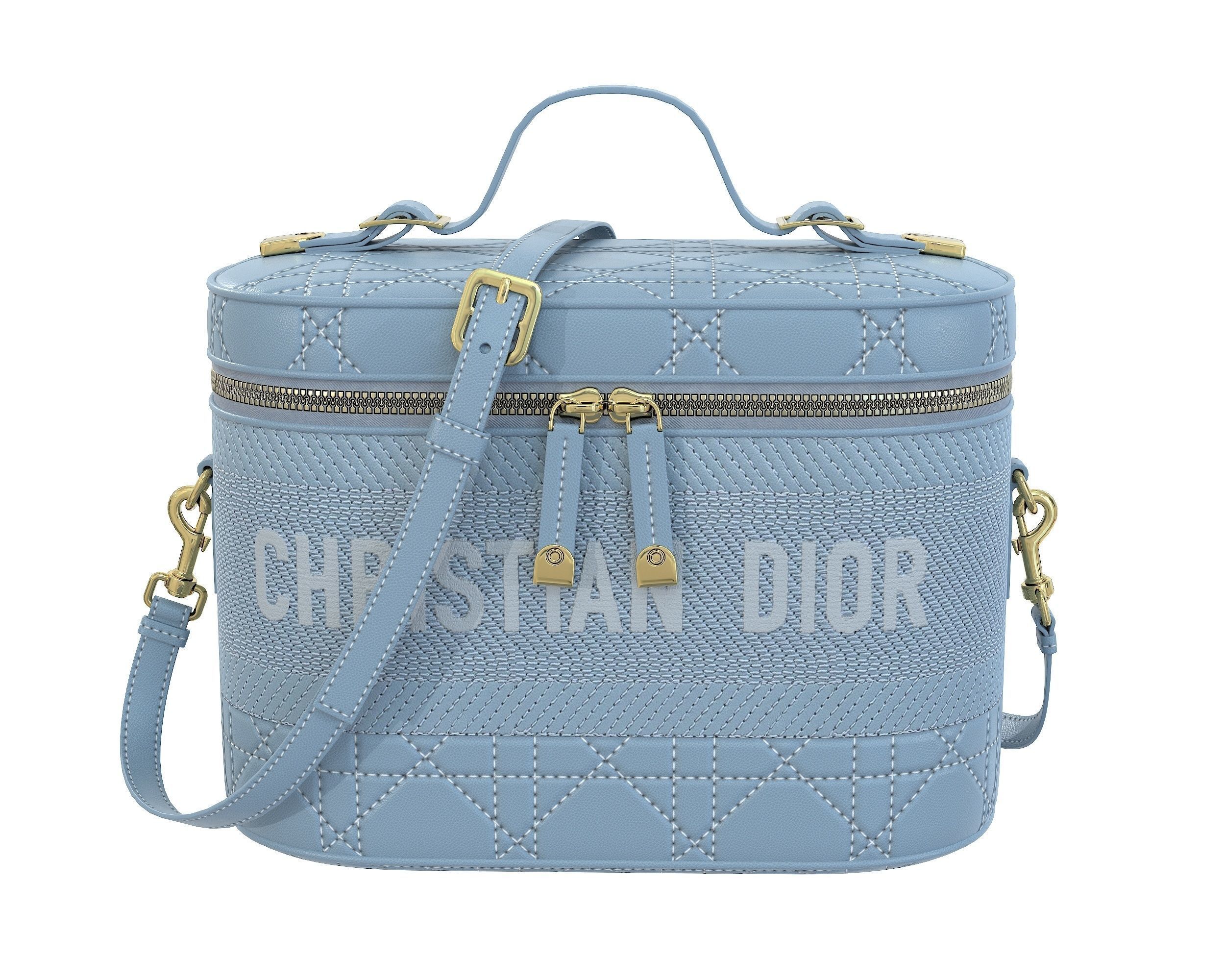 Dior DiorTravel Vanity Case Bag Blue Low-poly 3D model_6