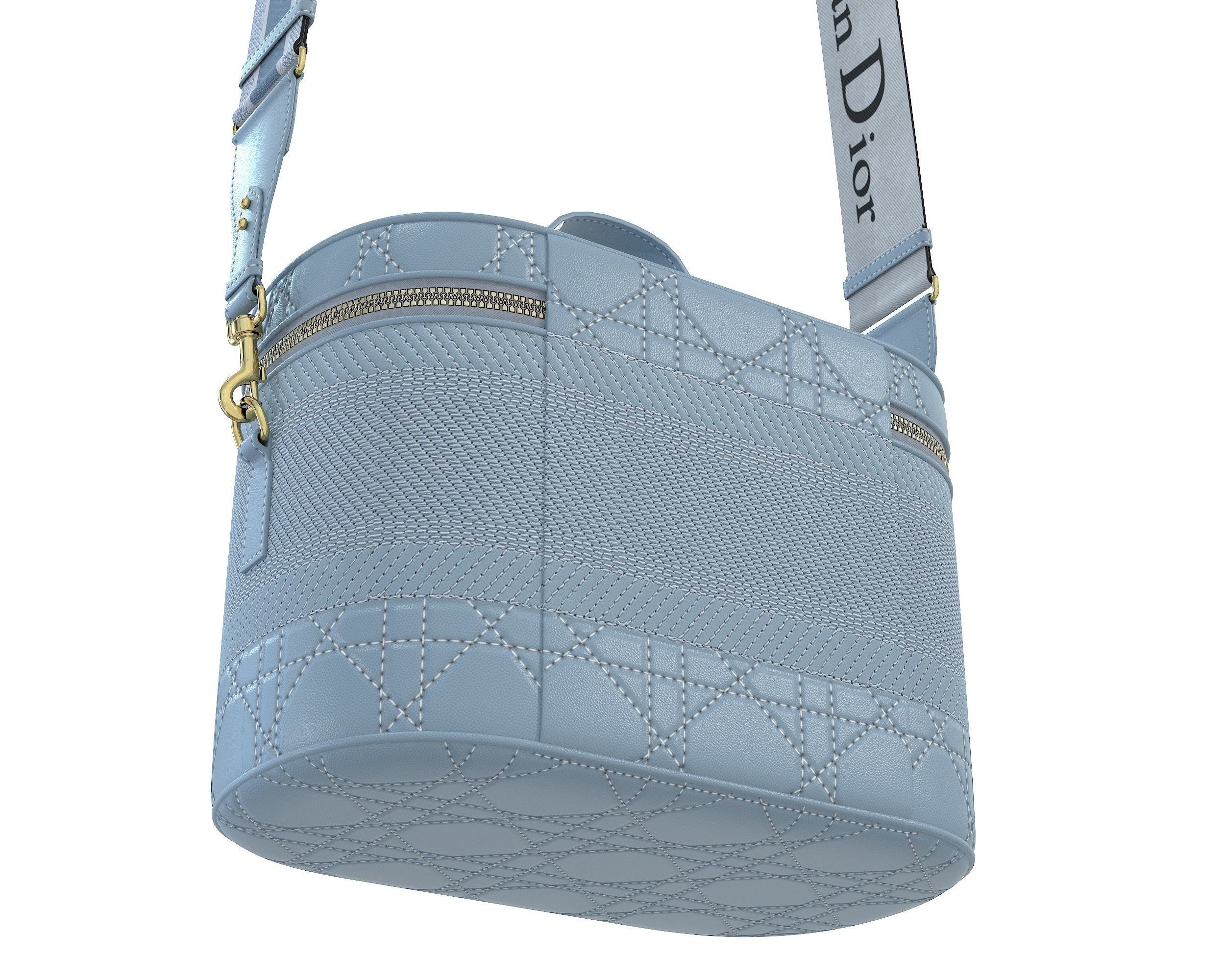 Dior DiorTravel Vanity Case Bag Blue Low-poly 3D model_10