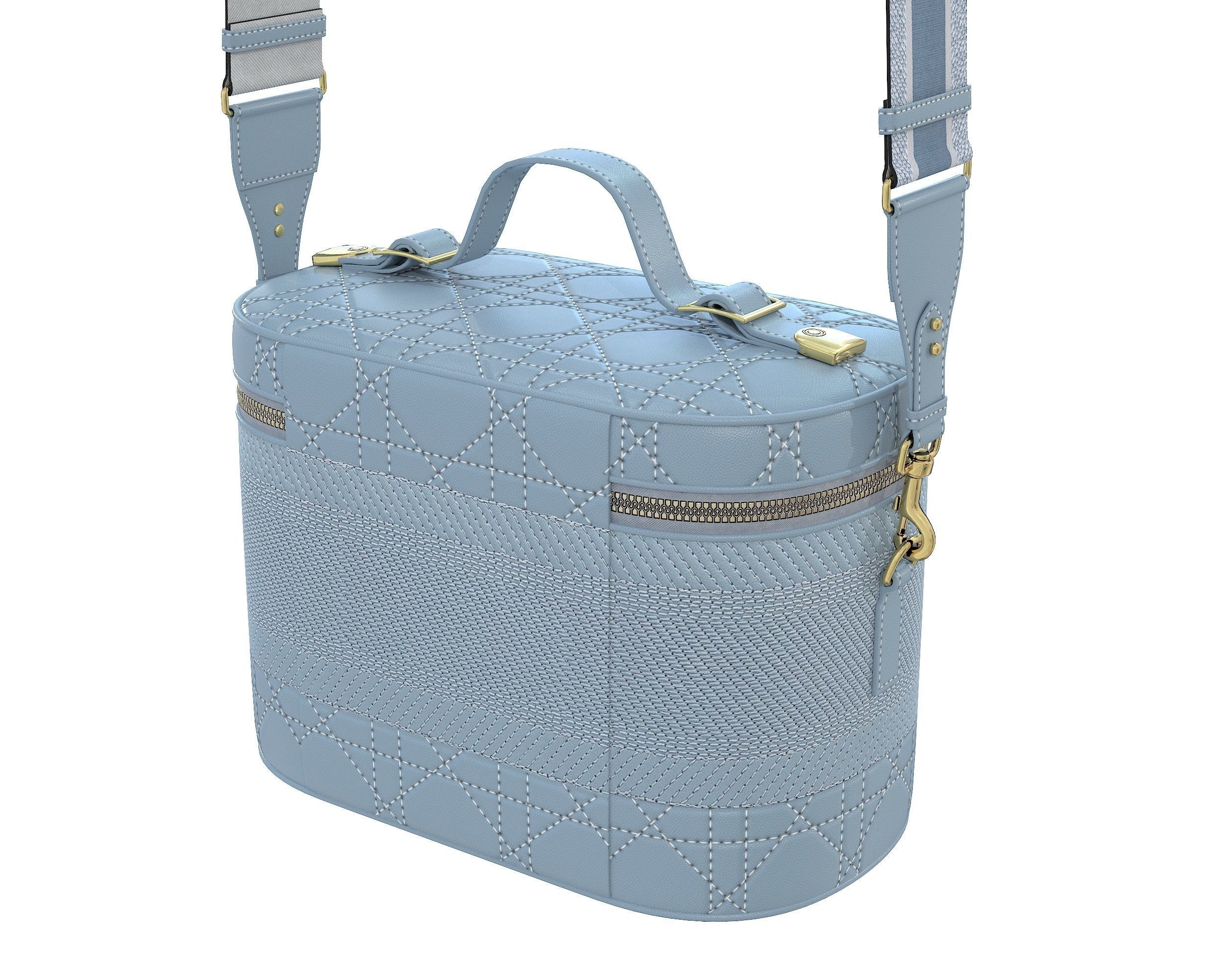 Dior DiorTravel Vanity Case Bag Blue Low-poly 3D model_9