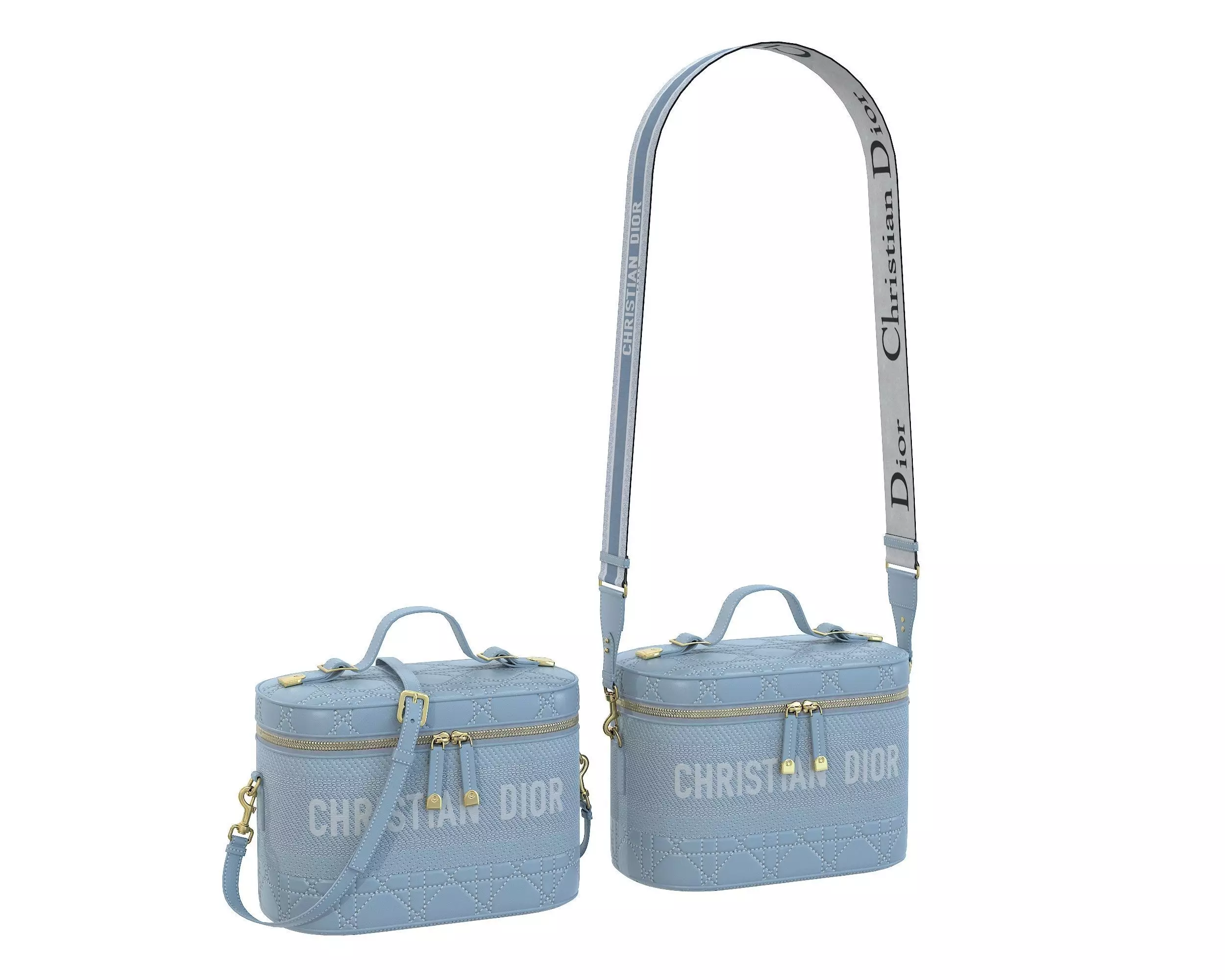 Dior DiorTravel Vanity Case Bag Blue Low-poly 3D model_0