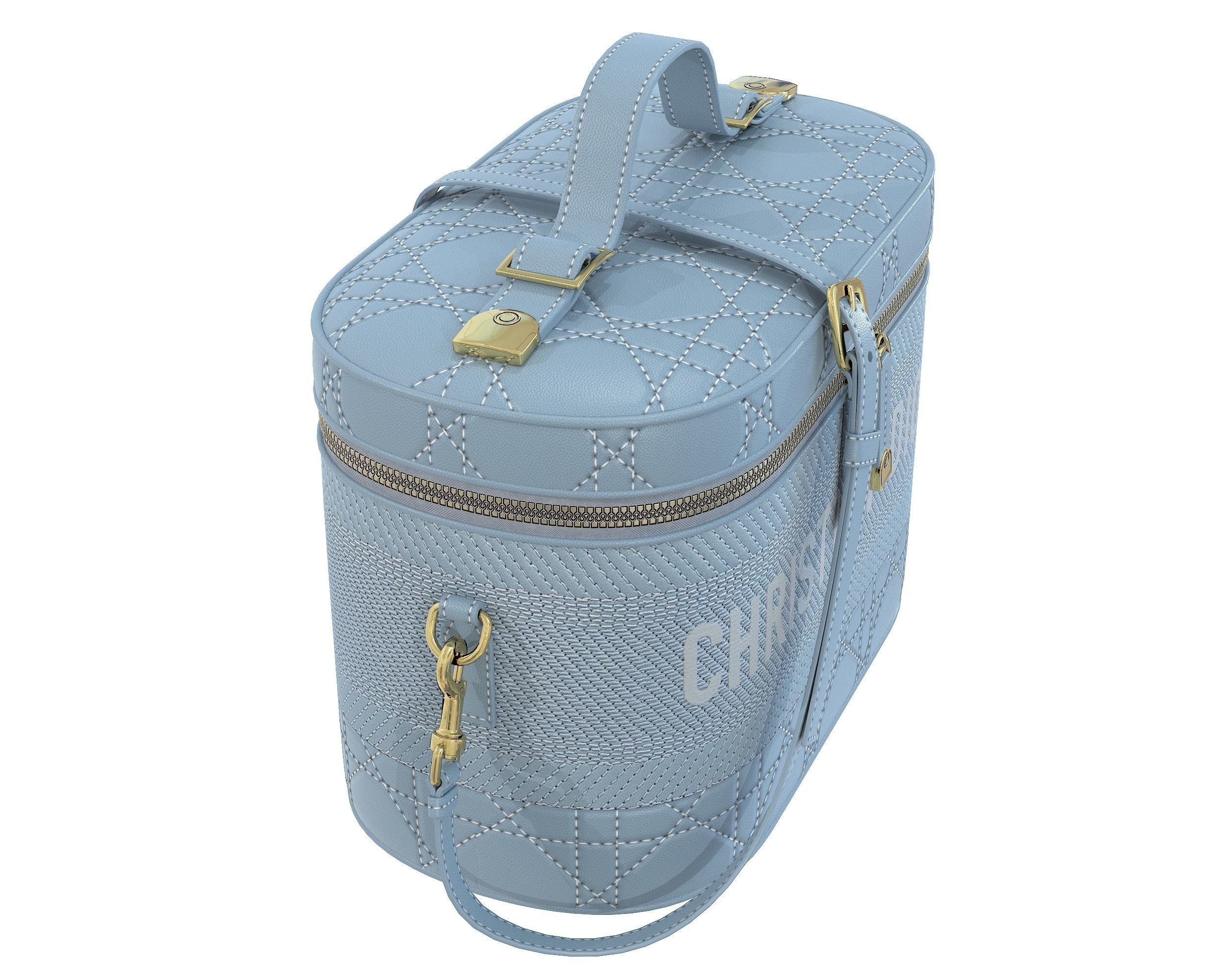 Dior DiorTravel Vanity Case Bag Blue Low-poly 3D model_2