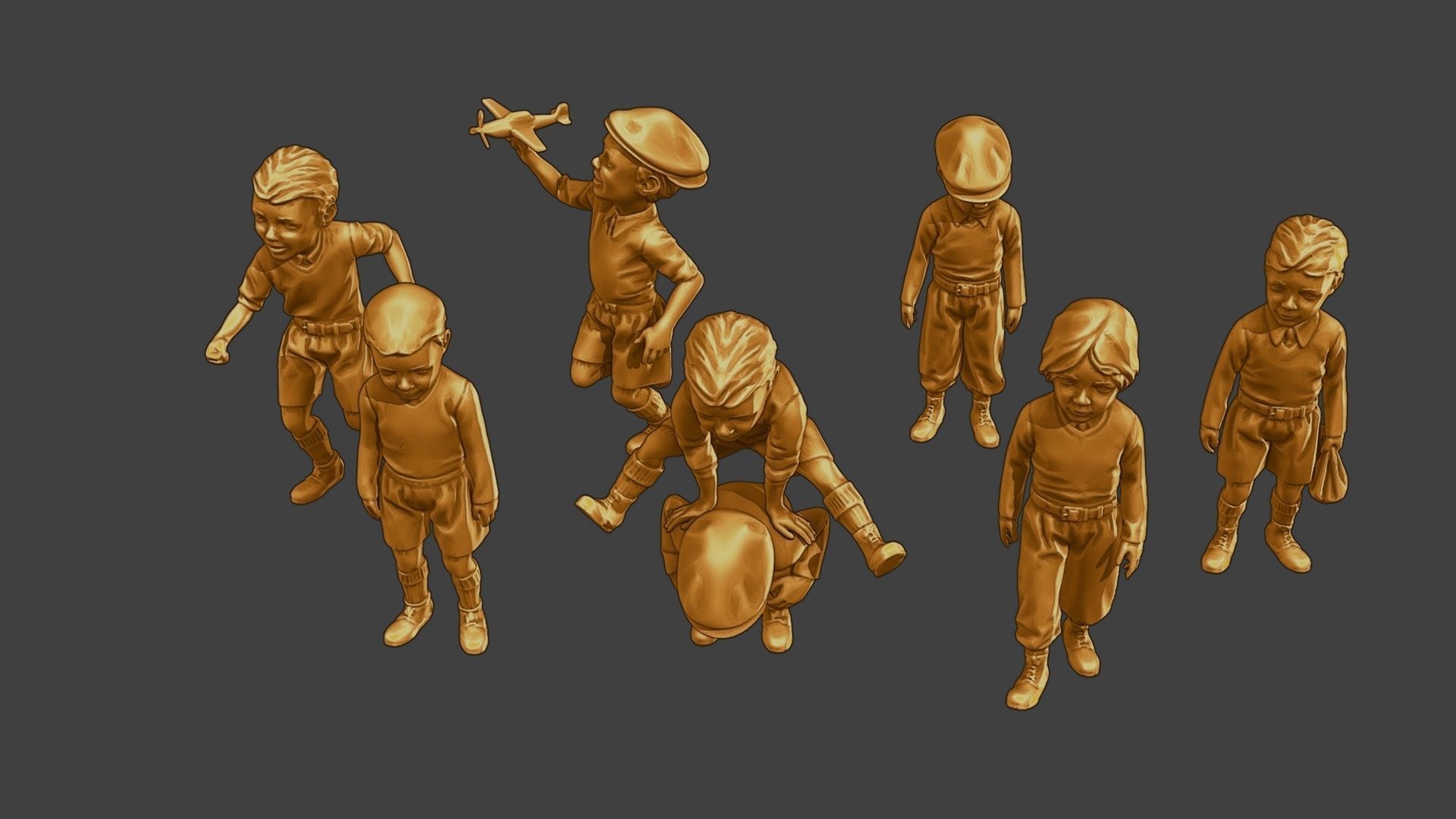 ww2 Casual Little Boy CLB1 Pack 1 3D Model Collection_17