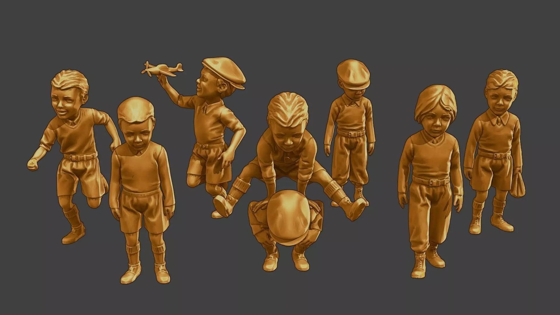 ww2 Casual Little Boy CLB1 Pack 1 3D Model Collection_0