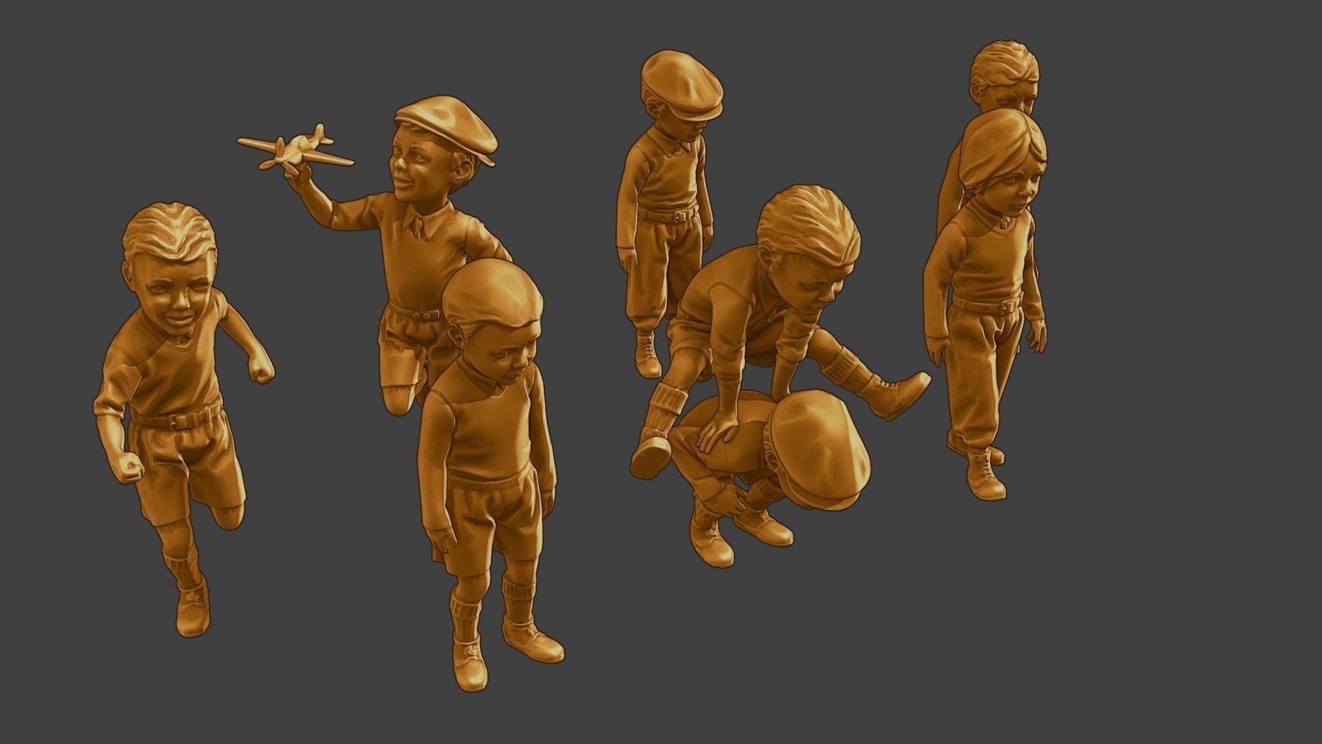 ww2 Casual Little Boy CLB1 Pack 1 3D Model Collection_24