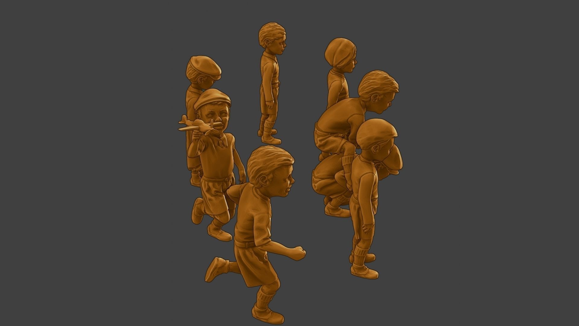 ww2 Casual Little Boy CLB1 Pack 1 3D Model Collection_16