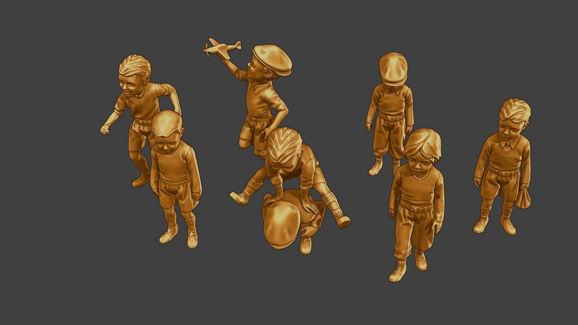 ww2 Casual Little Boy CLB1 Pack 1 3D Model Collection_21