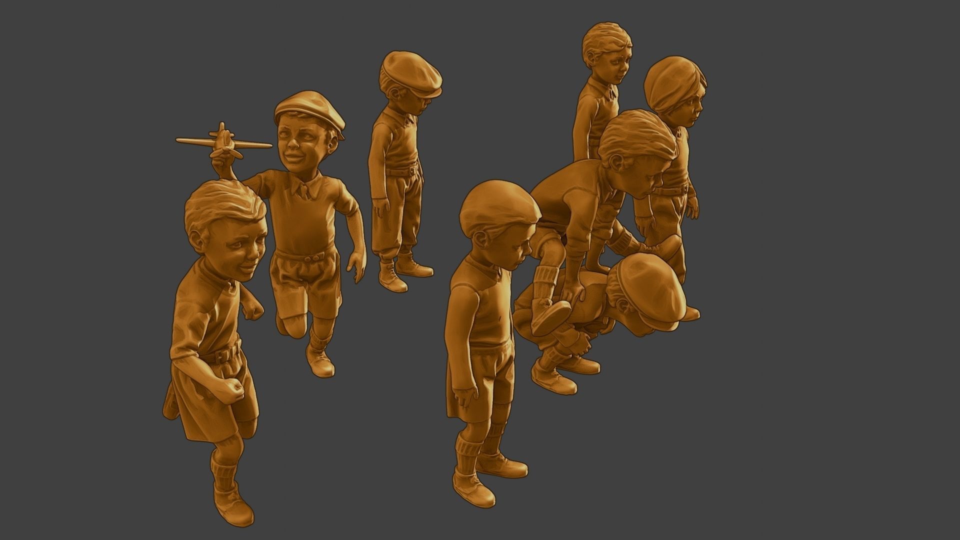 ww2 Casual Little Boy CLB1 Pack 1 3D Model Collection_18