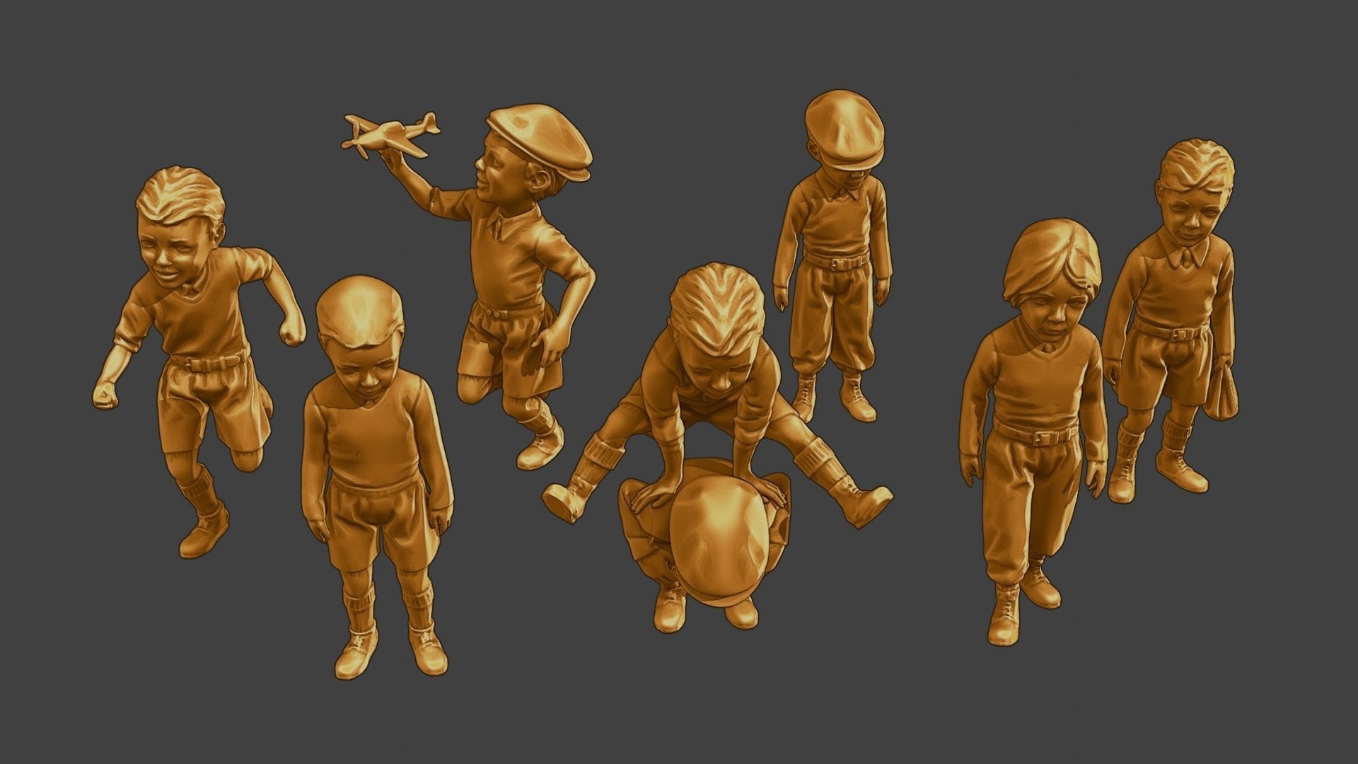 ww2 Casual Little Boy CLB1 Pack 1 3D Model Collection_25