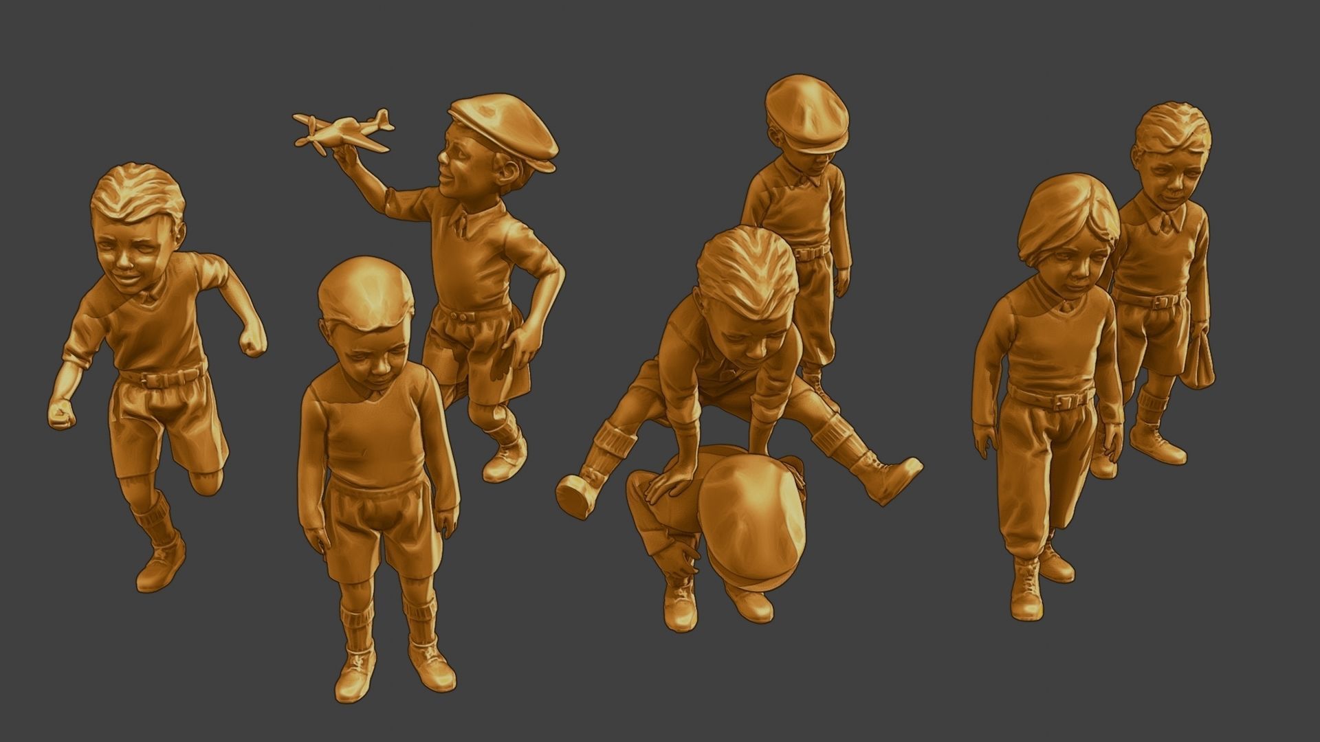 ww2 Casual Little Boy CLB1 Pack 1 3D Model Collection_26