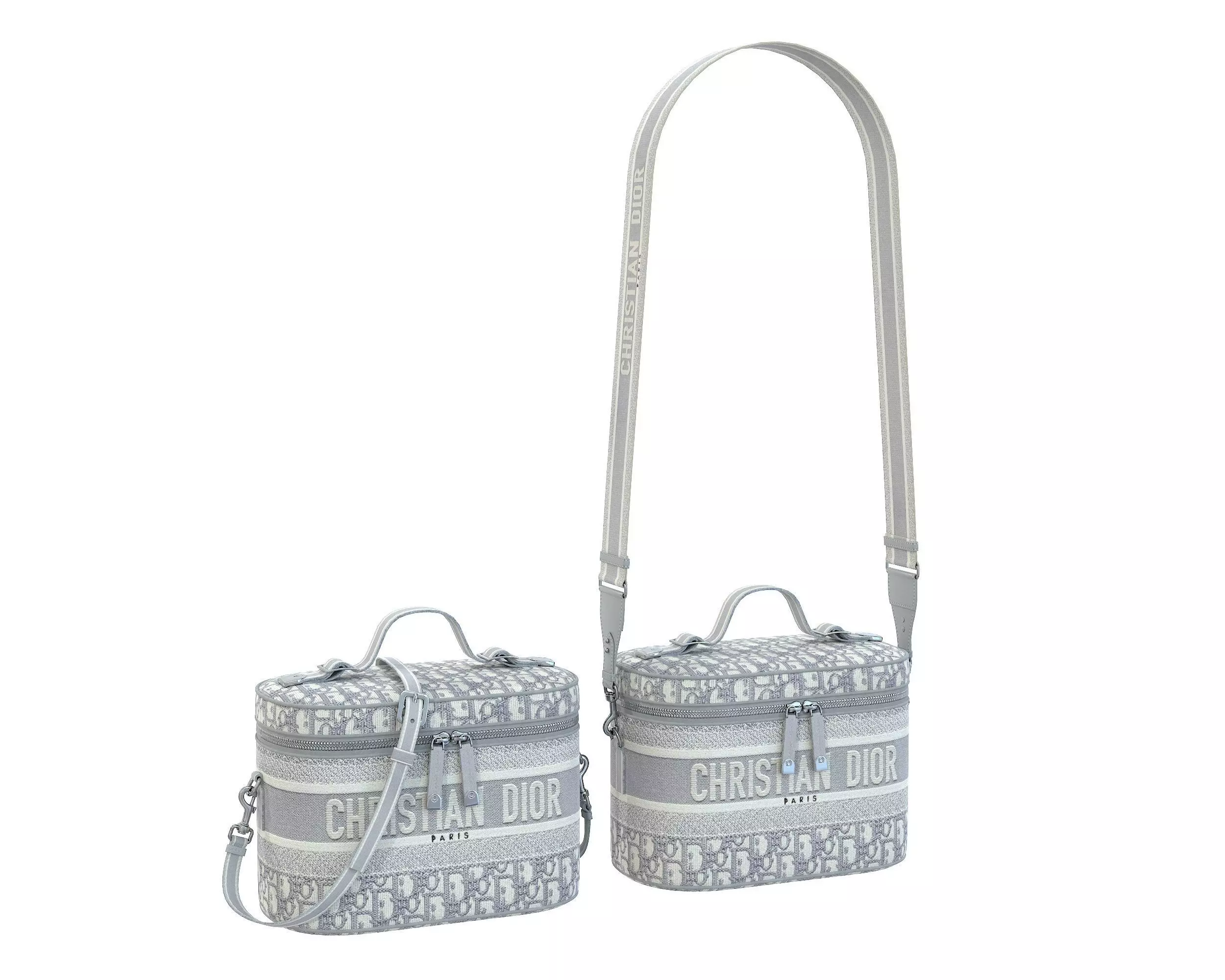 Dior DiorTravel Vanity Case Bag Gray Low-poly 3D model_0