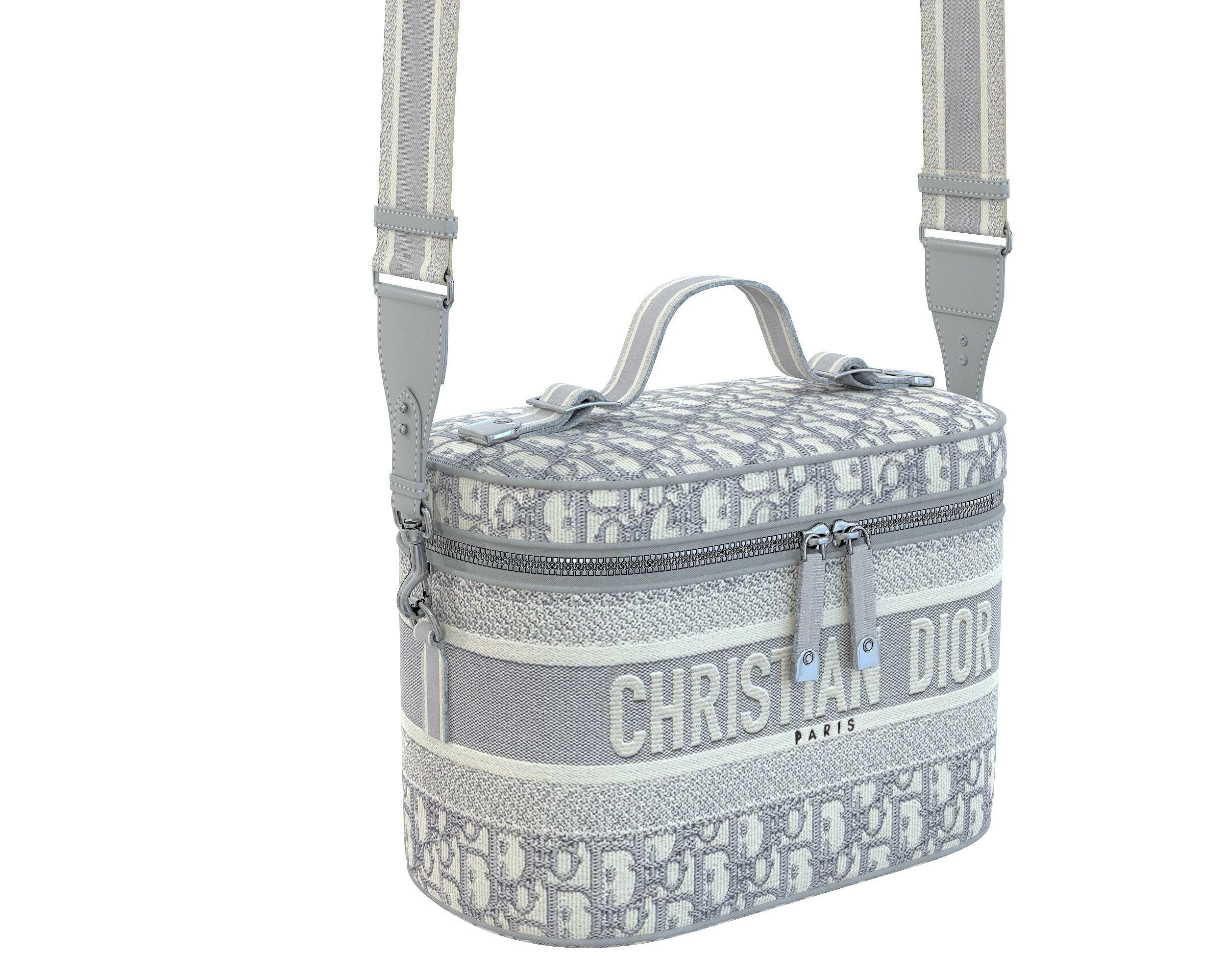 Dior DiorTravel Vanity Case Bag Gray Low-poly 3D model_11