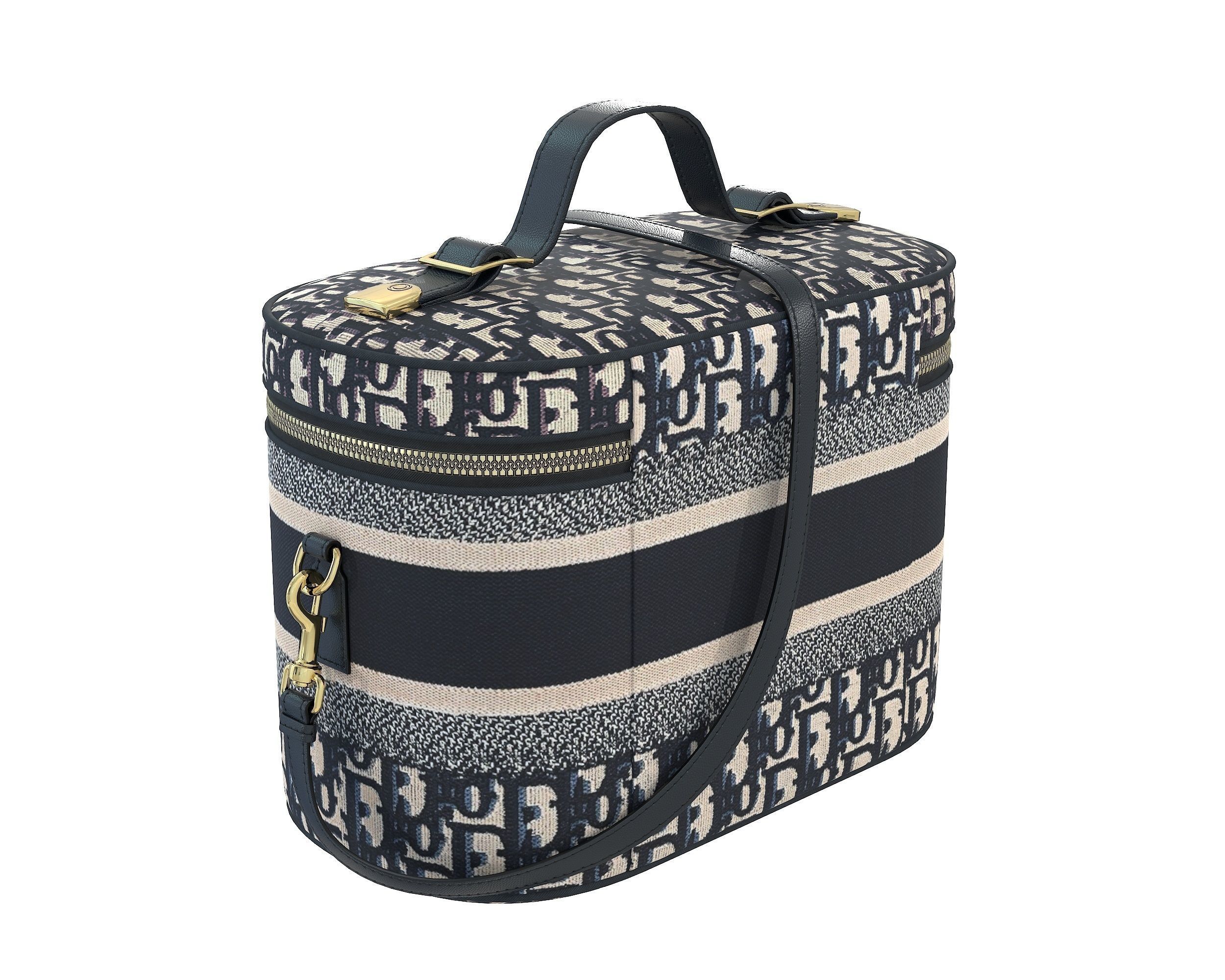 Dior DiorTravel Vanity Case Bag Logo Navy Low-poly 3D model_7