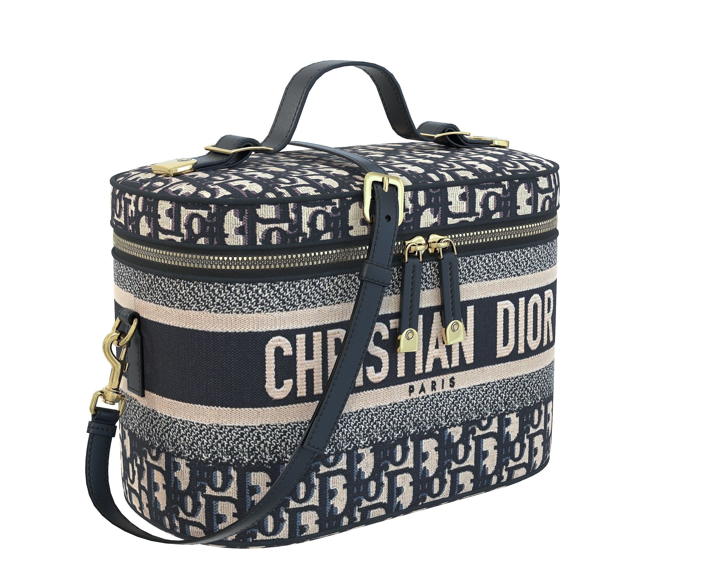 Dior DiorTravel Vanity Case Bag Logo Navy Low-poly 3D model_1