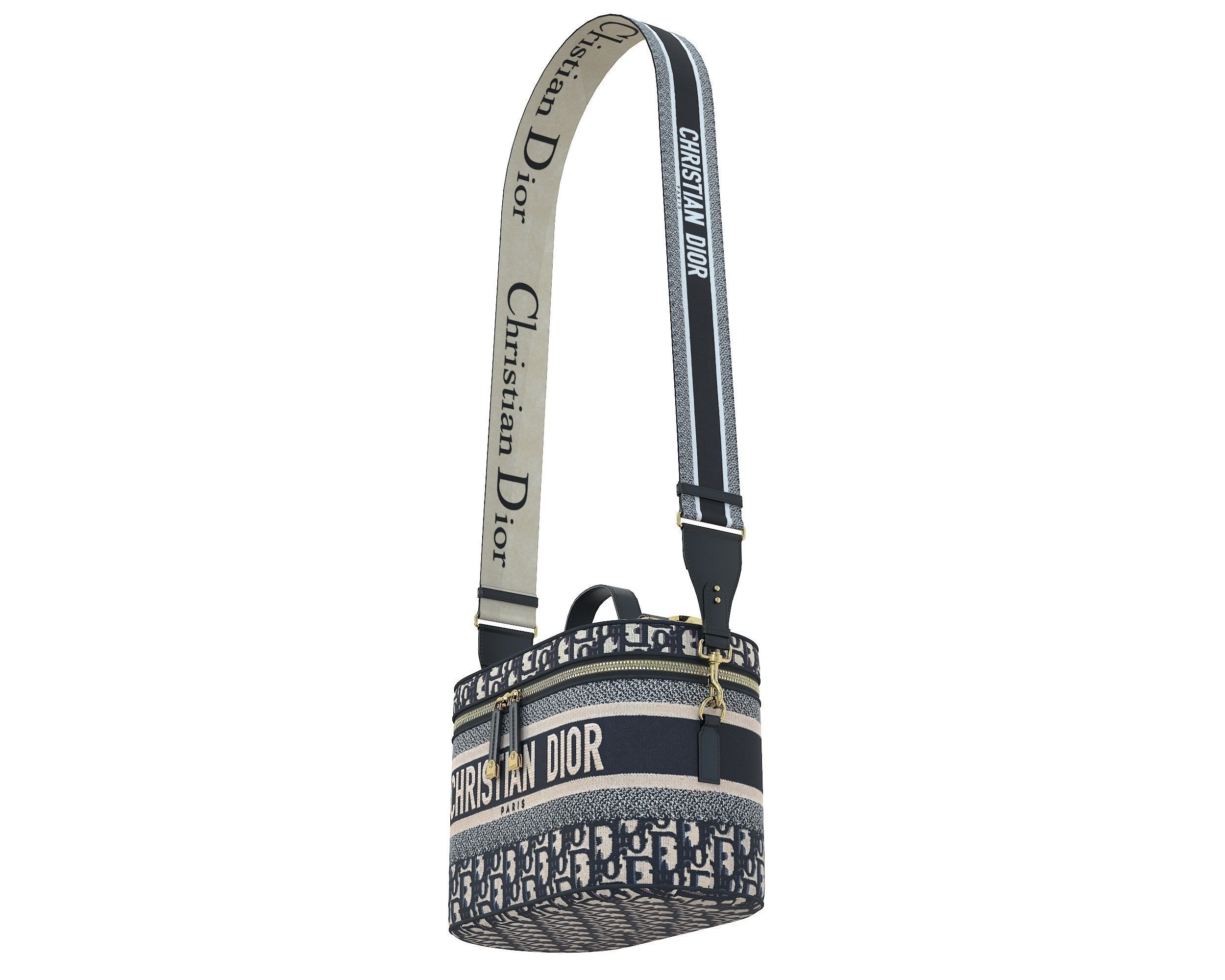 Dior DiorTravel Vanity Case Bag Logo Navy Low-poly 3D model_11