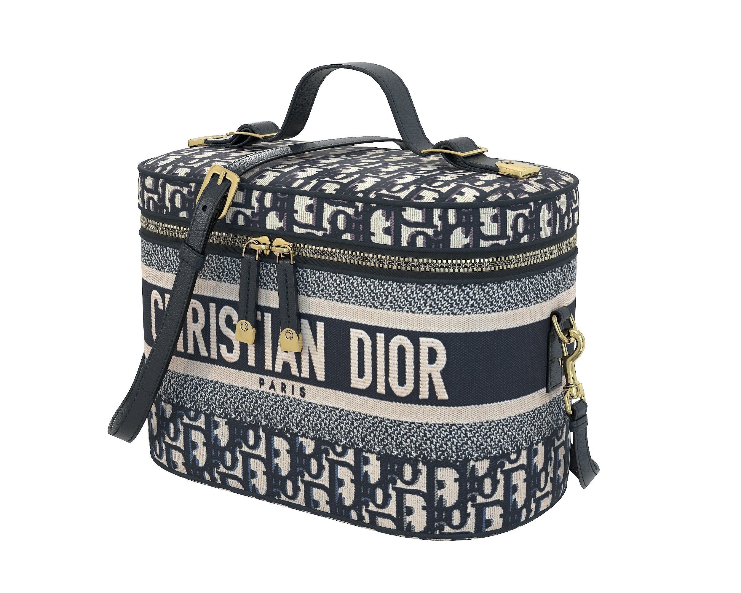Dior DiorTravel Vanity Case Bag Logo Navy Low-poly 3D model_2