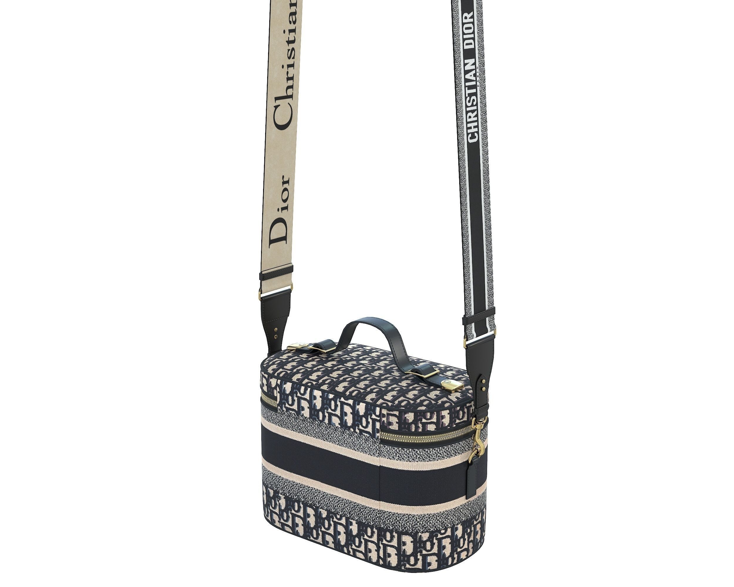 Dior DiorTravel Vanity Case Bag Logo Navy Low-poly 3D model_4