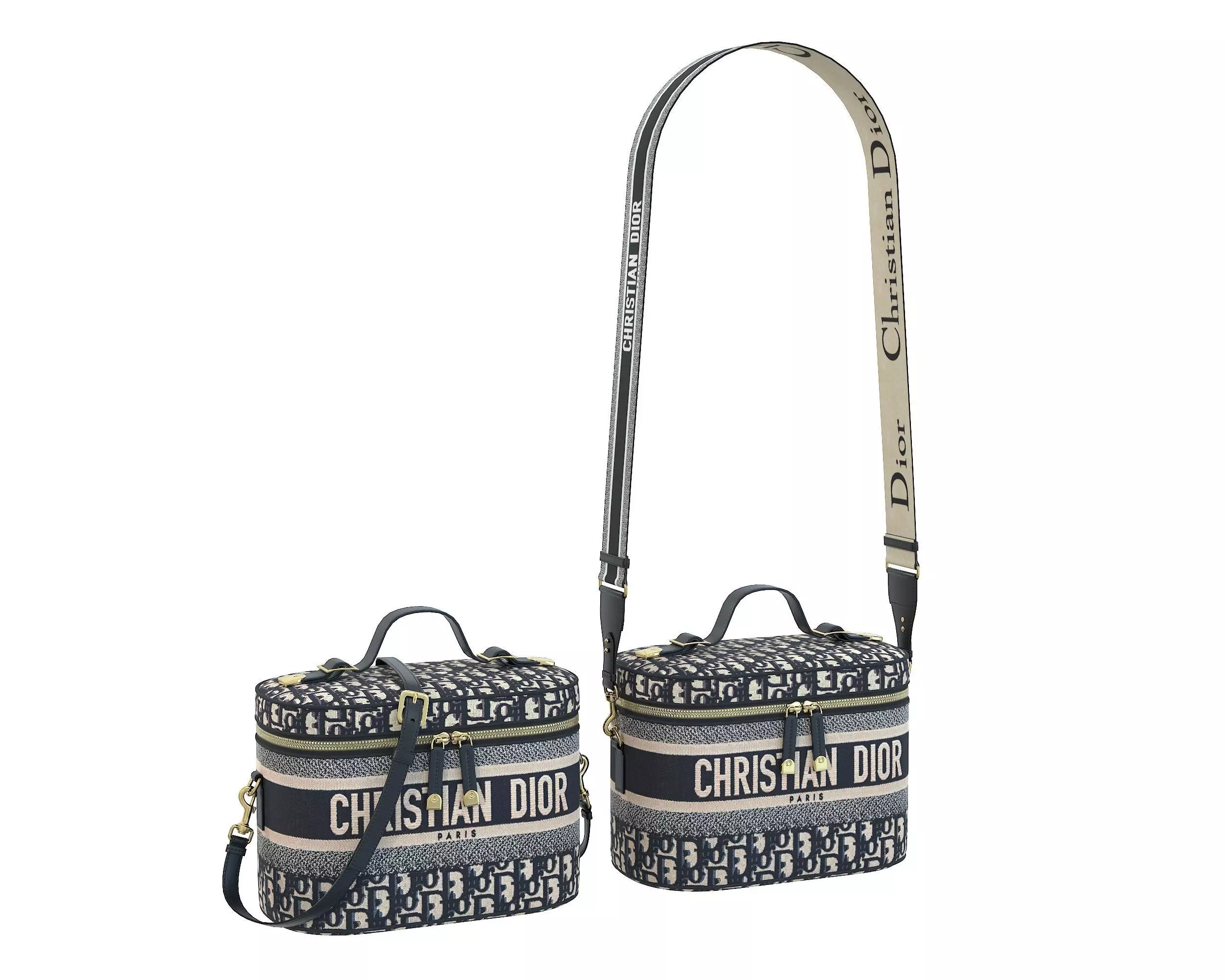 Dior DiorTravel Vanity Case Bag Logo Navy Low-poly 3D model_0