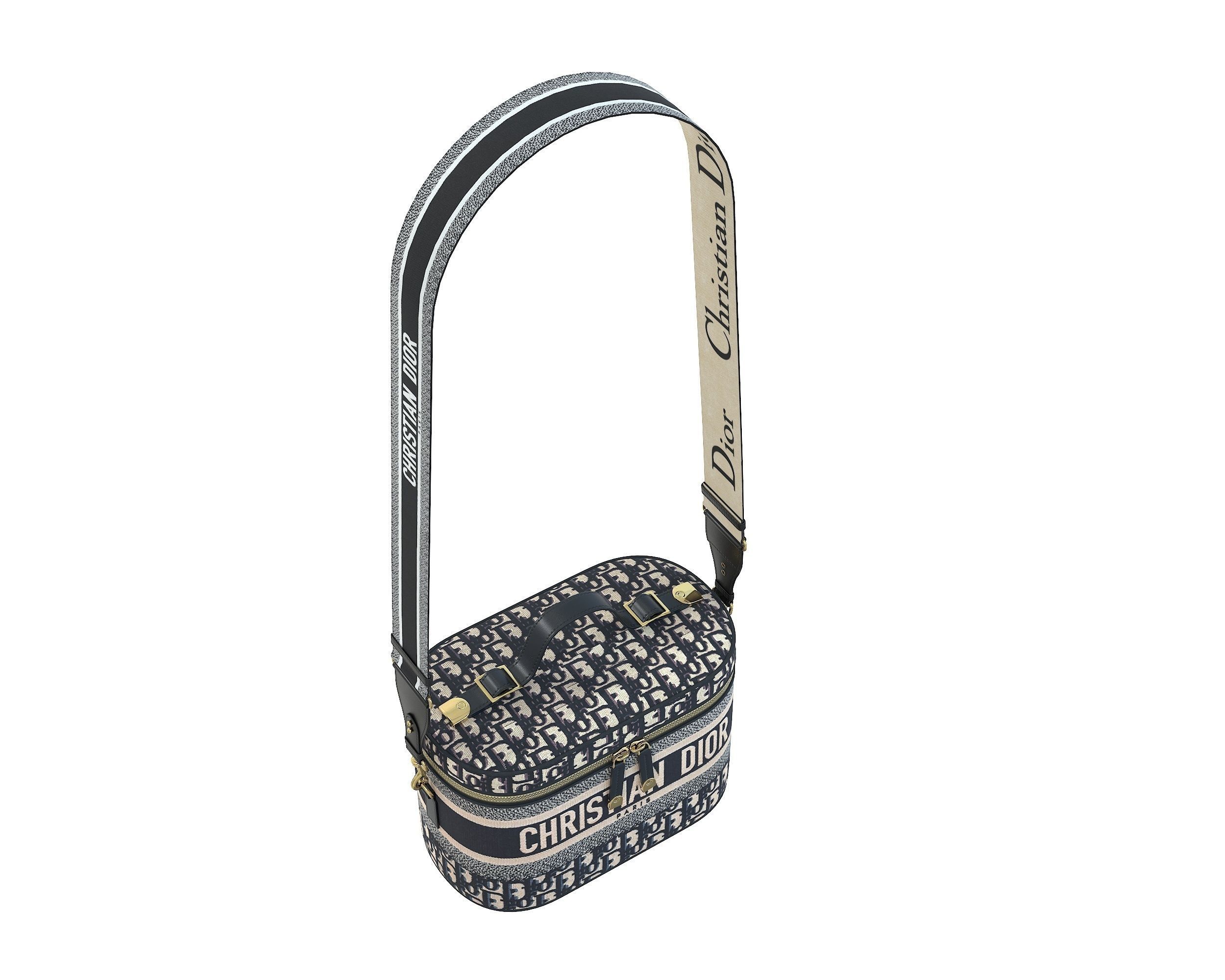 Dior DiorTravel Vanity Case Bag Logo Navy Low-poly 3D model_10