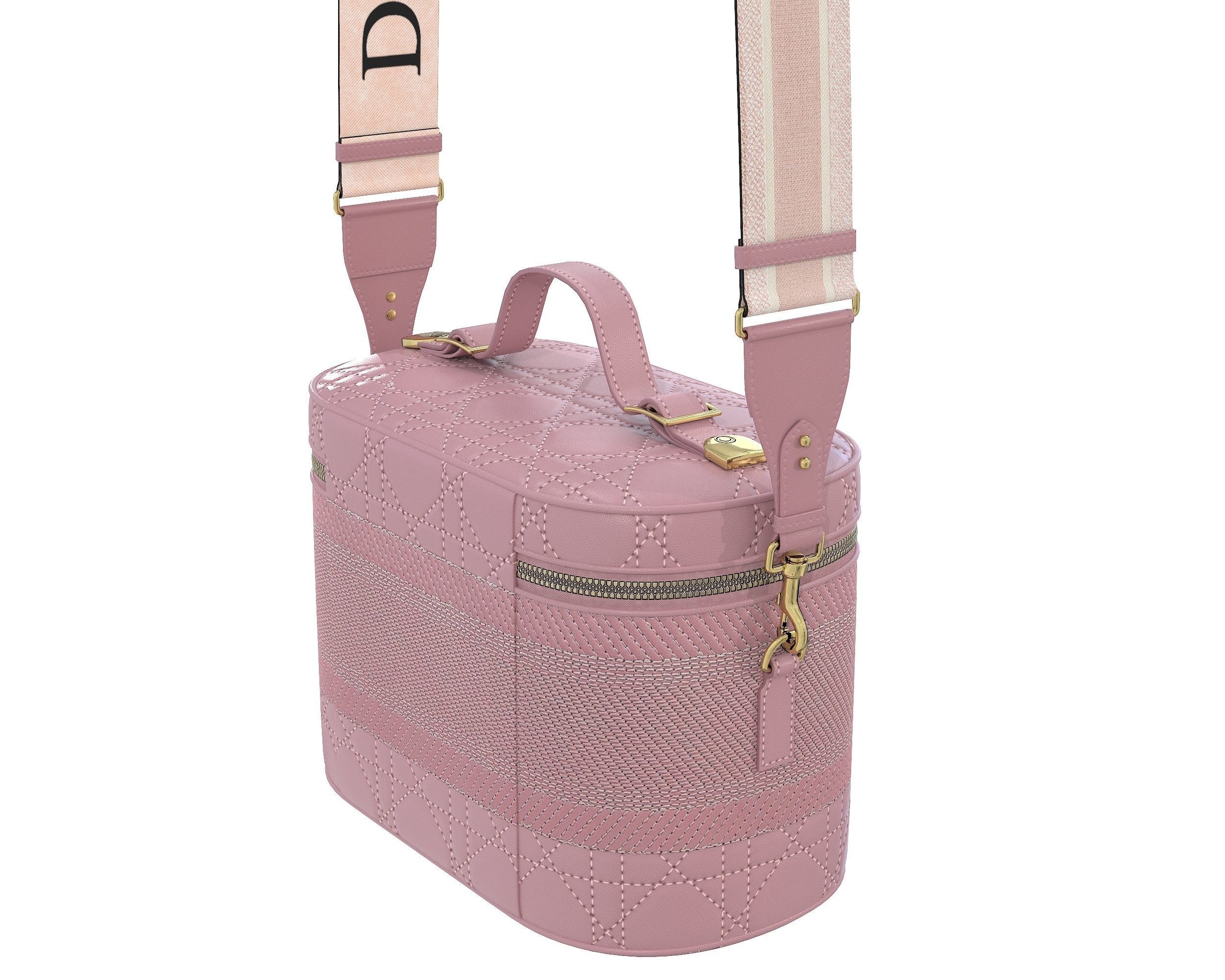 Dior DiorTravel Vanity Case Bag Pink Low-poly 3D model_4