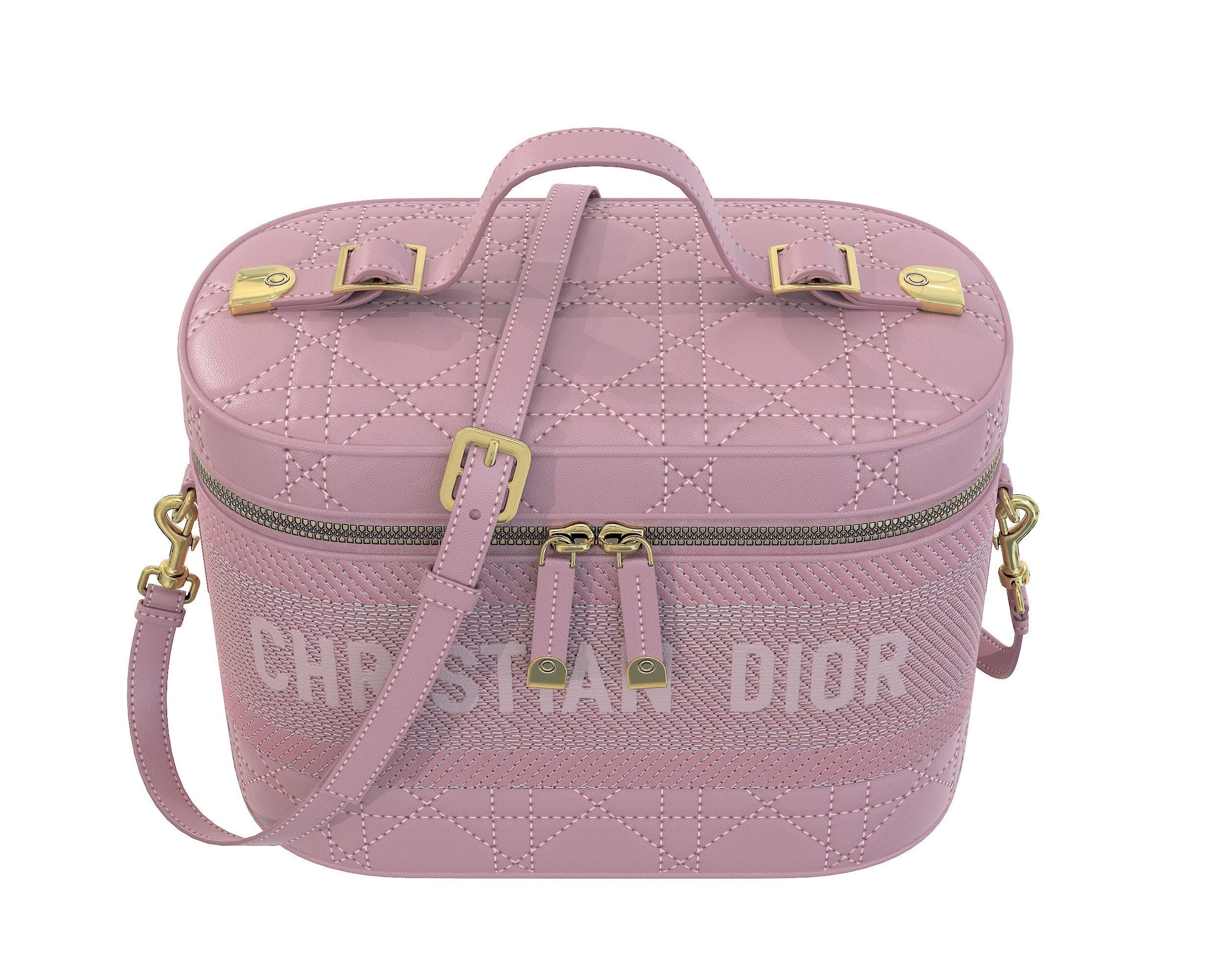 Dior DiorTravel Vanity Case Bag Pink Low-poly 3D model_11