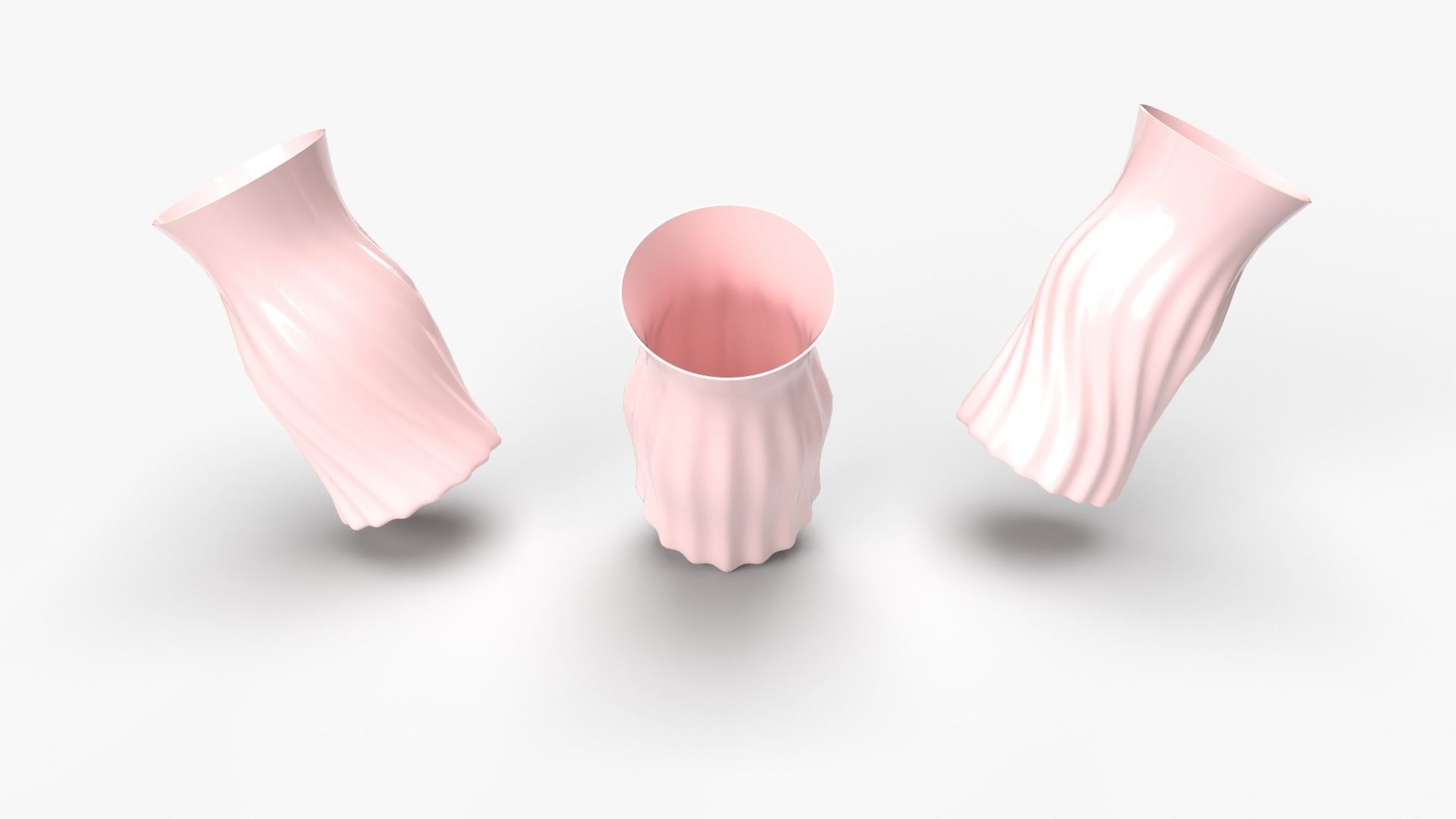 Realistic 3D pink coloured Vase set 3D print model_3