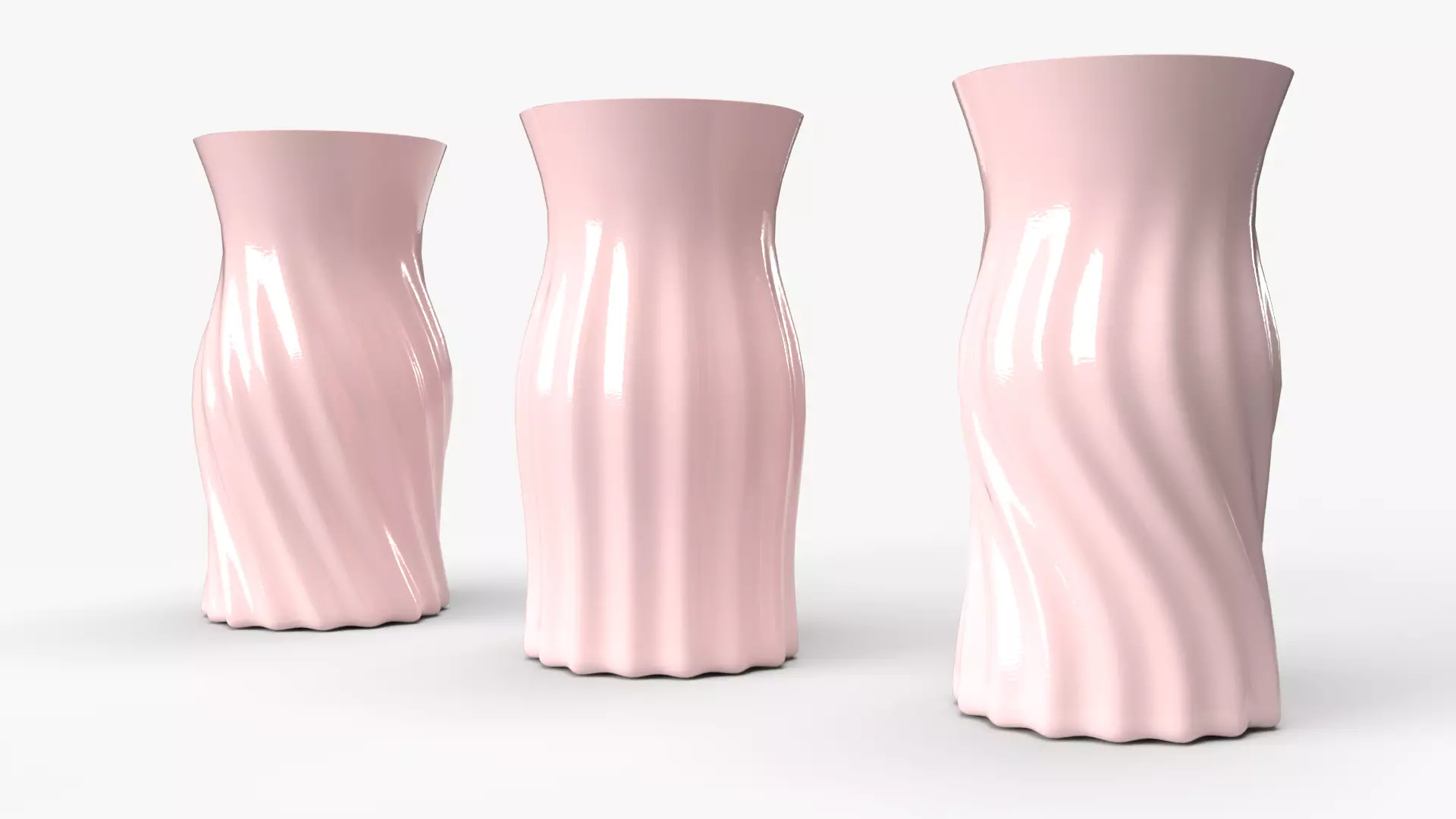 Realistic 3D pink coloured Vase set 3D print model_0