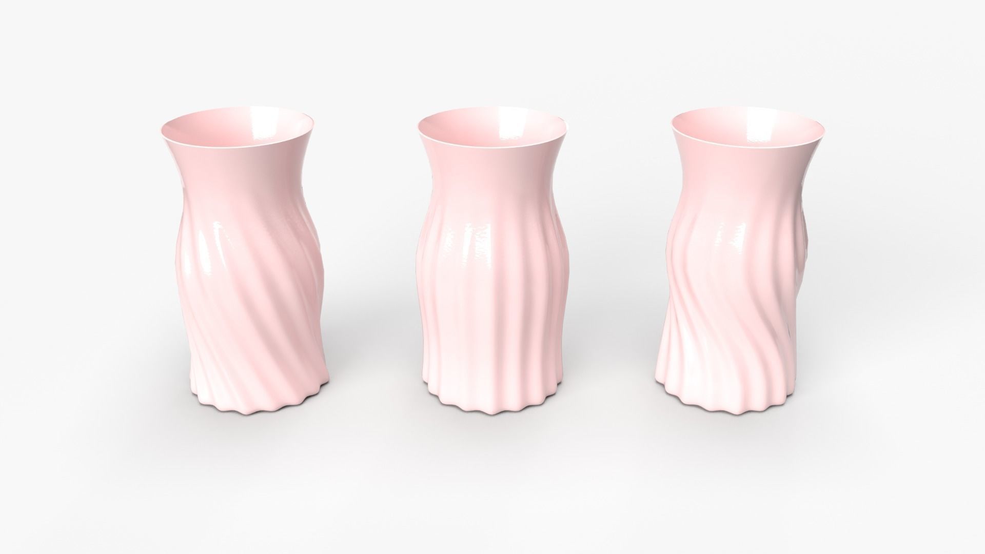 Realistic 3D pink coloured Vase set 3D print model_1