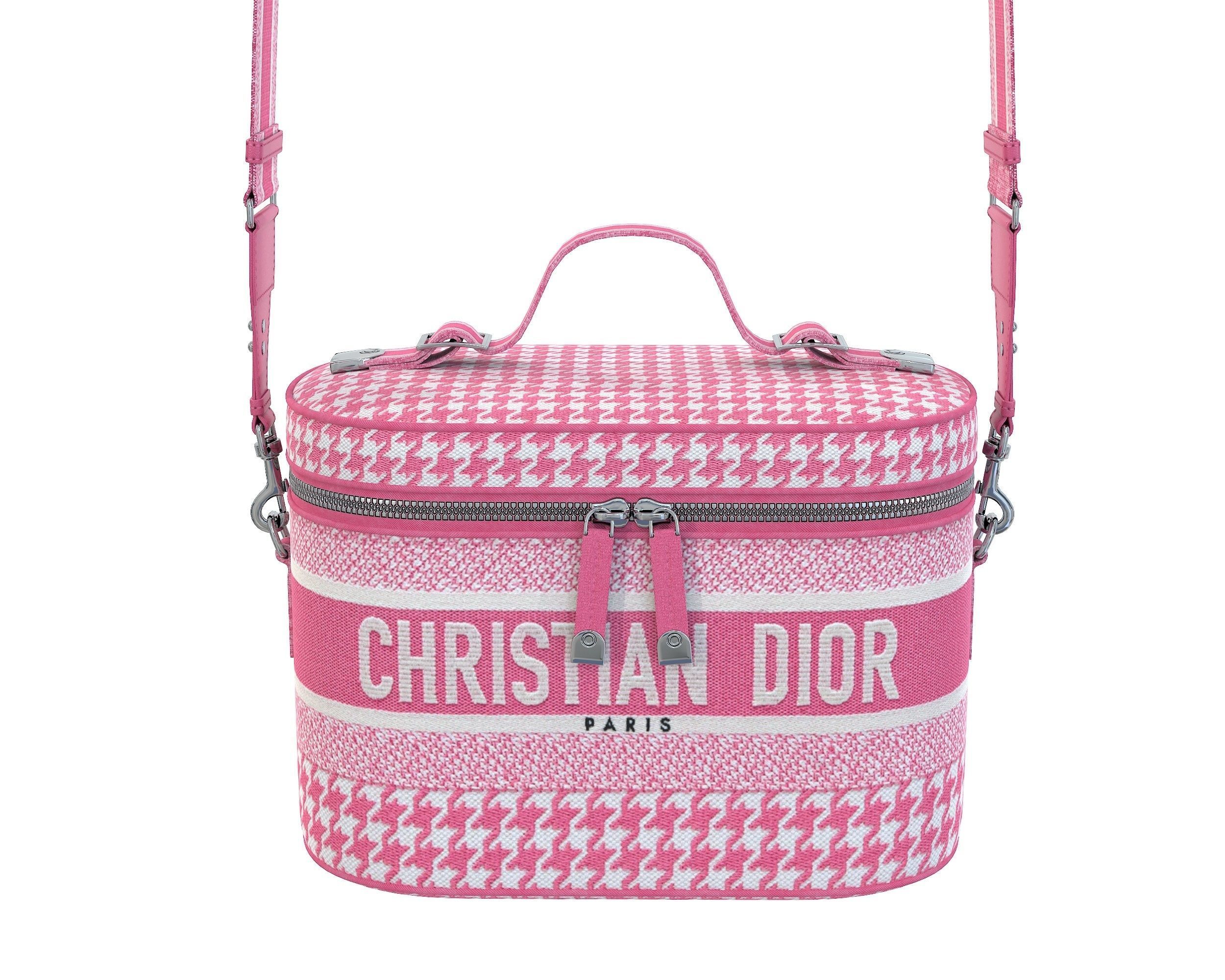 Dior DiorTravel Vanity Case Bag Pink Monorgam Low-poly 3D model_12