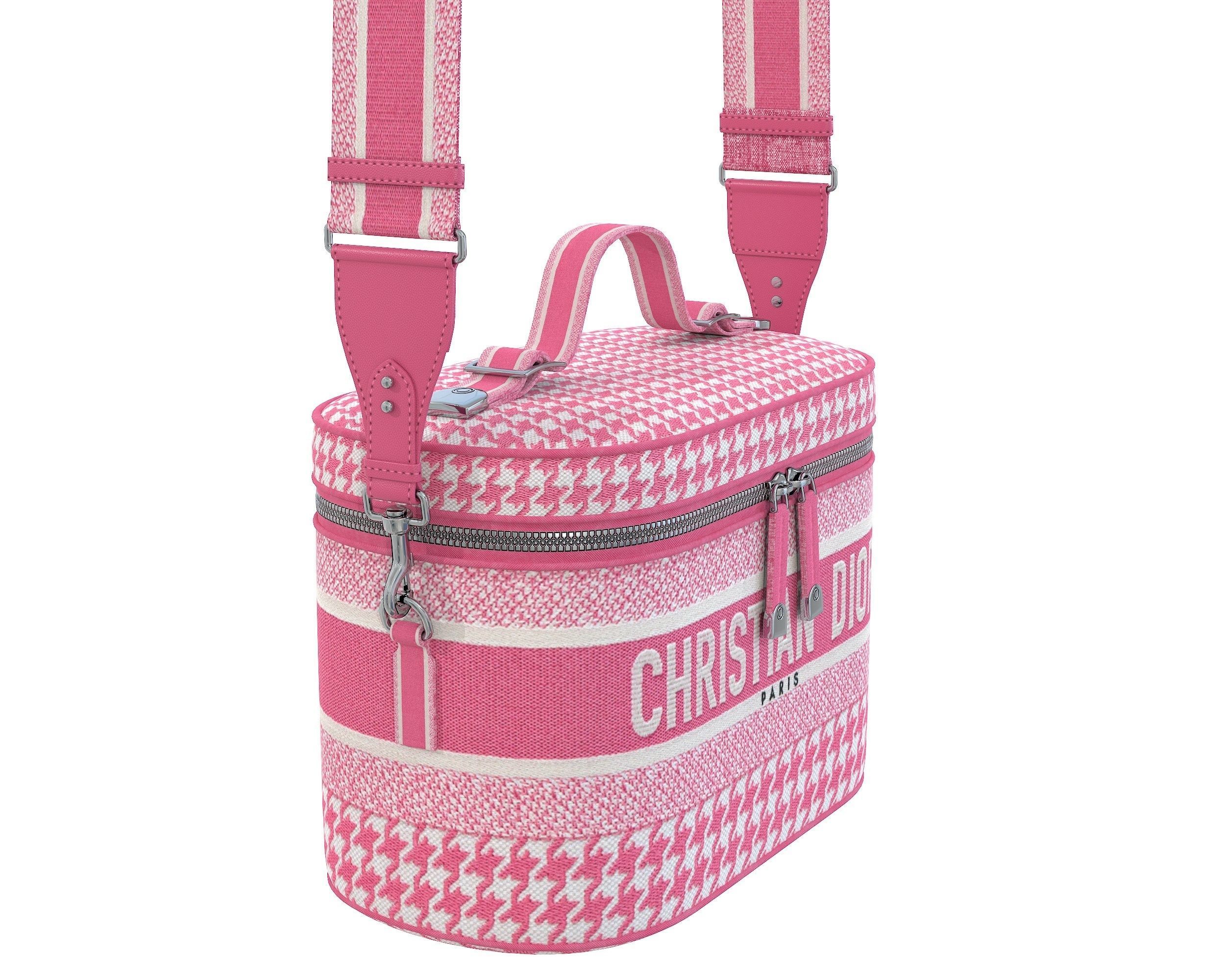 Dior DiorTravel Vanity Case Bag Pink Monorgam Low-poly 3D model_10