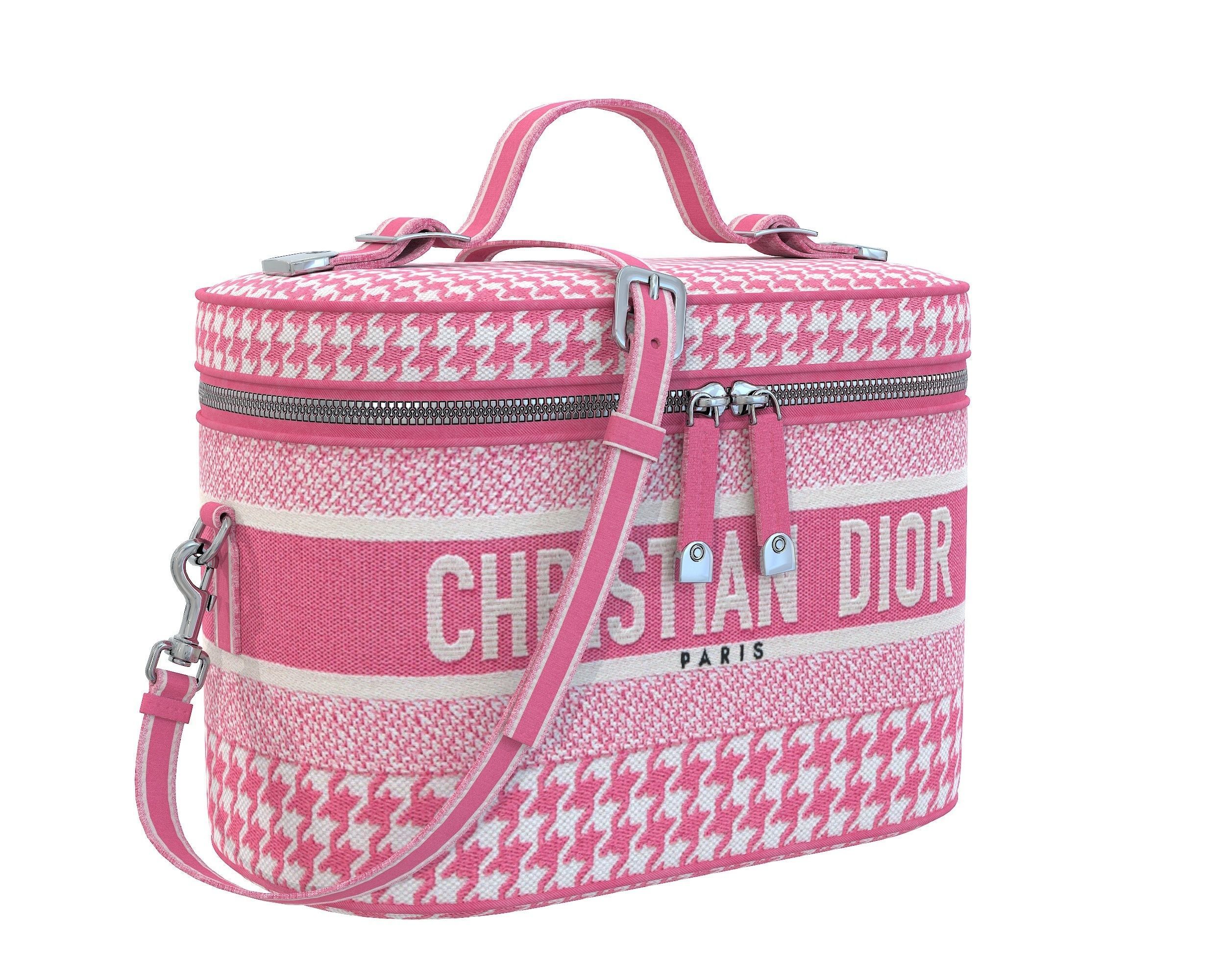 Dior DiorTravel Vanity Case Bag Pink Monorgam Low-poly 3D model_3