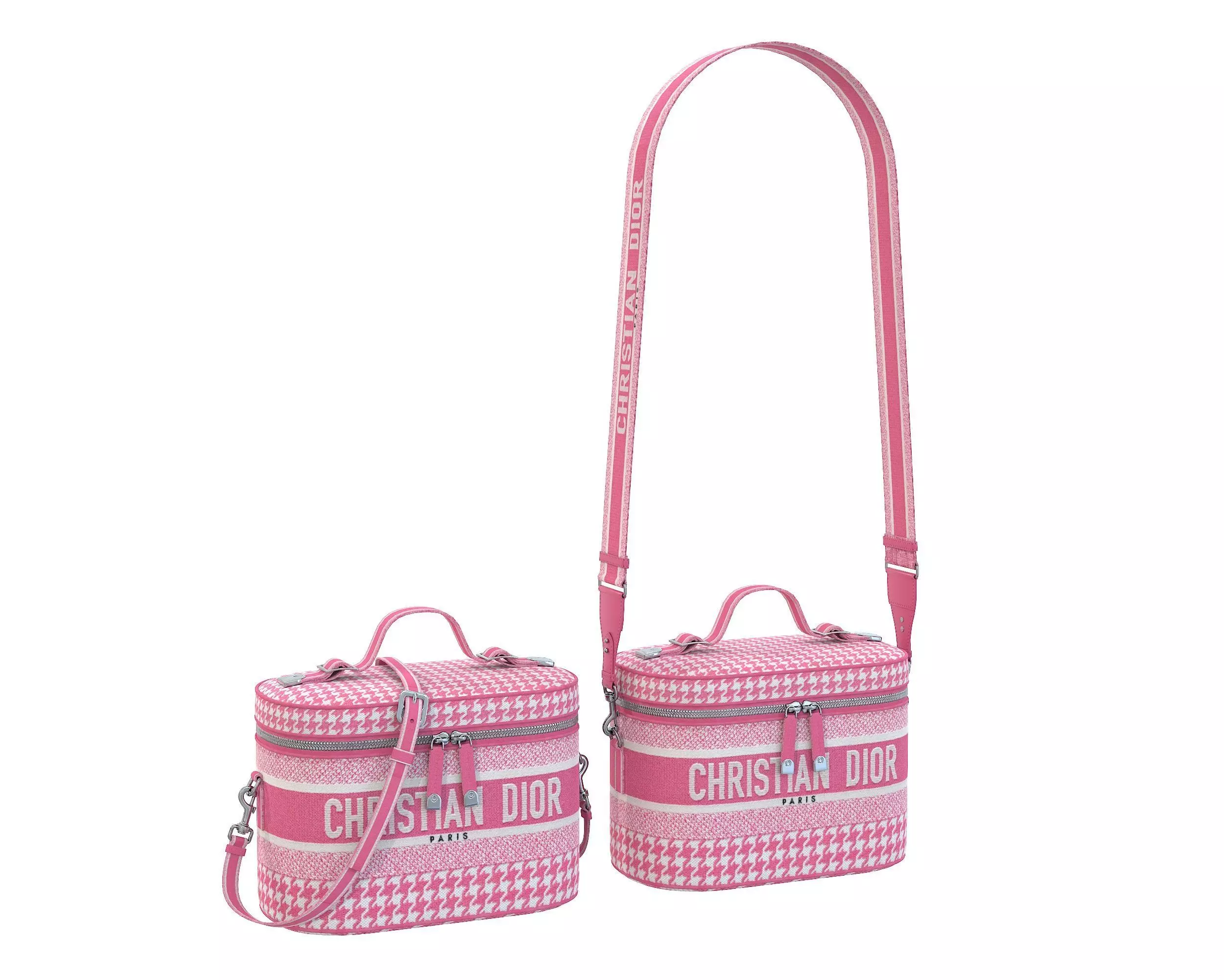 Dior DiorTravel Vanity Case Bag Pink Monorgam Low-poly 3D model_0