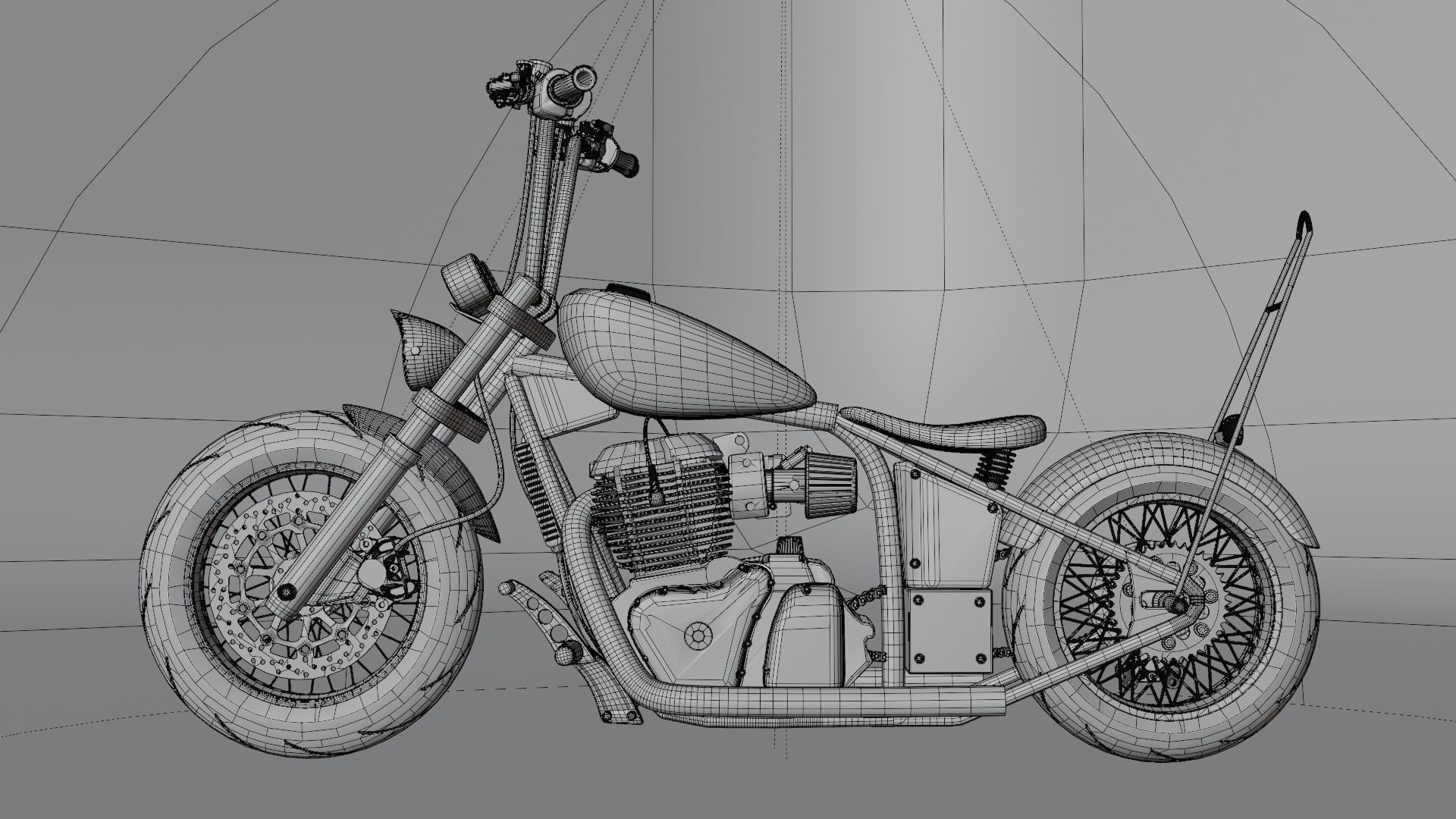 motorcycle chopper 3D Model 3D model_4