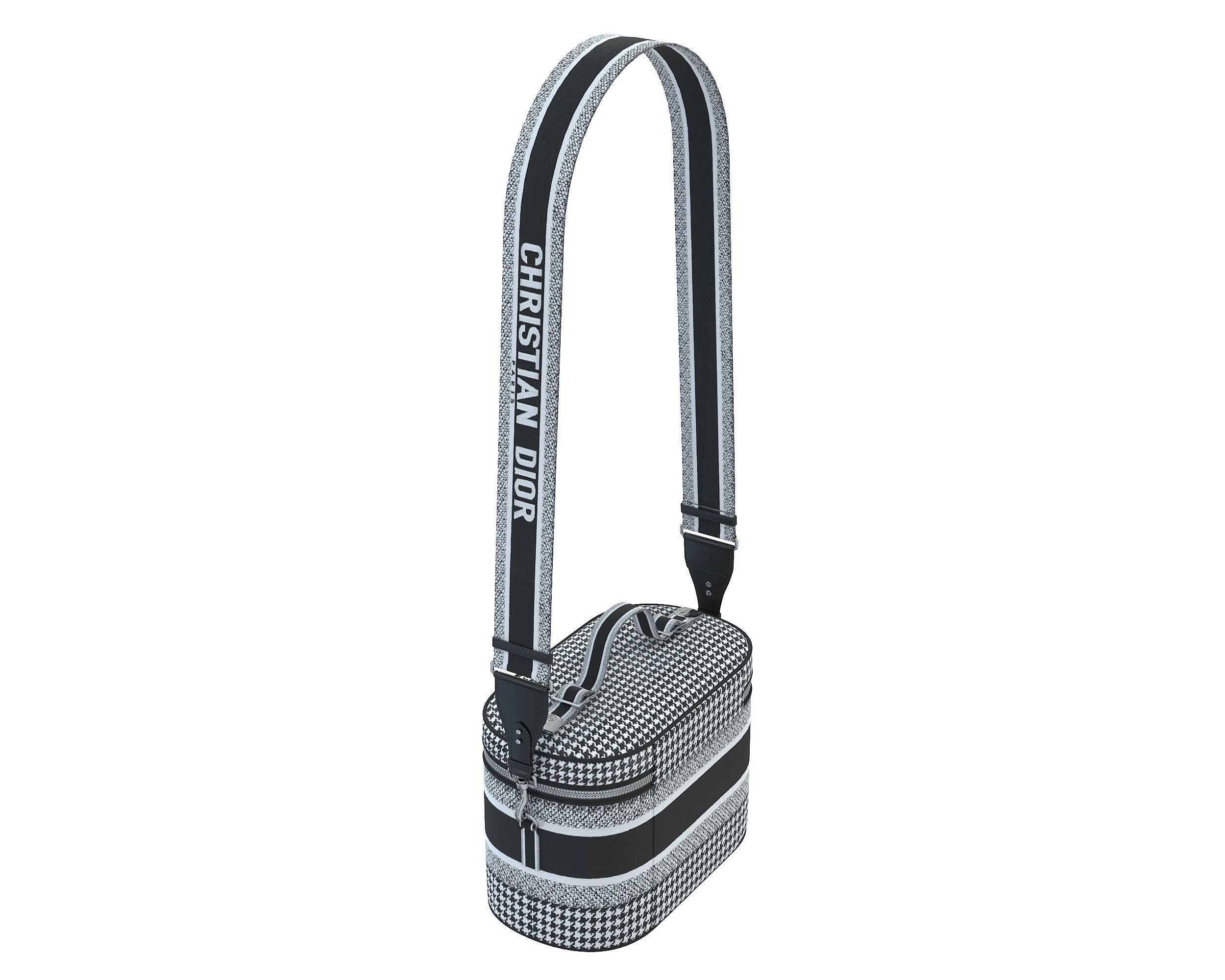 Dior DiorTravel Vanity Case Bag BlackWhite Fabric Low-poly 3D model_10