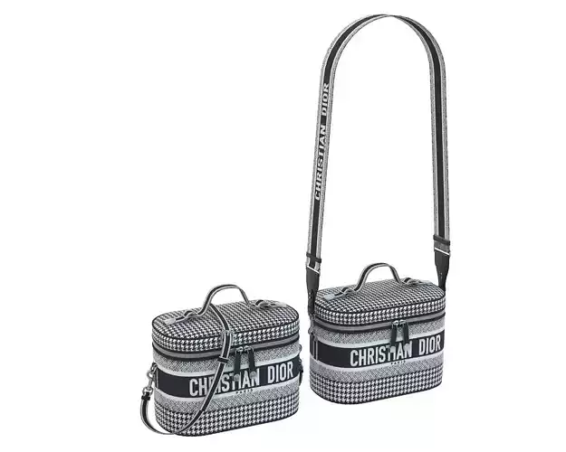 Dior DiorTravel Vanity Case Bag BlackWhite Fabric Low-poly 3D model