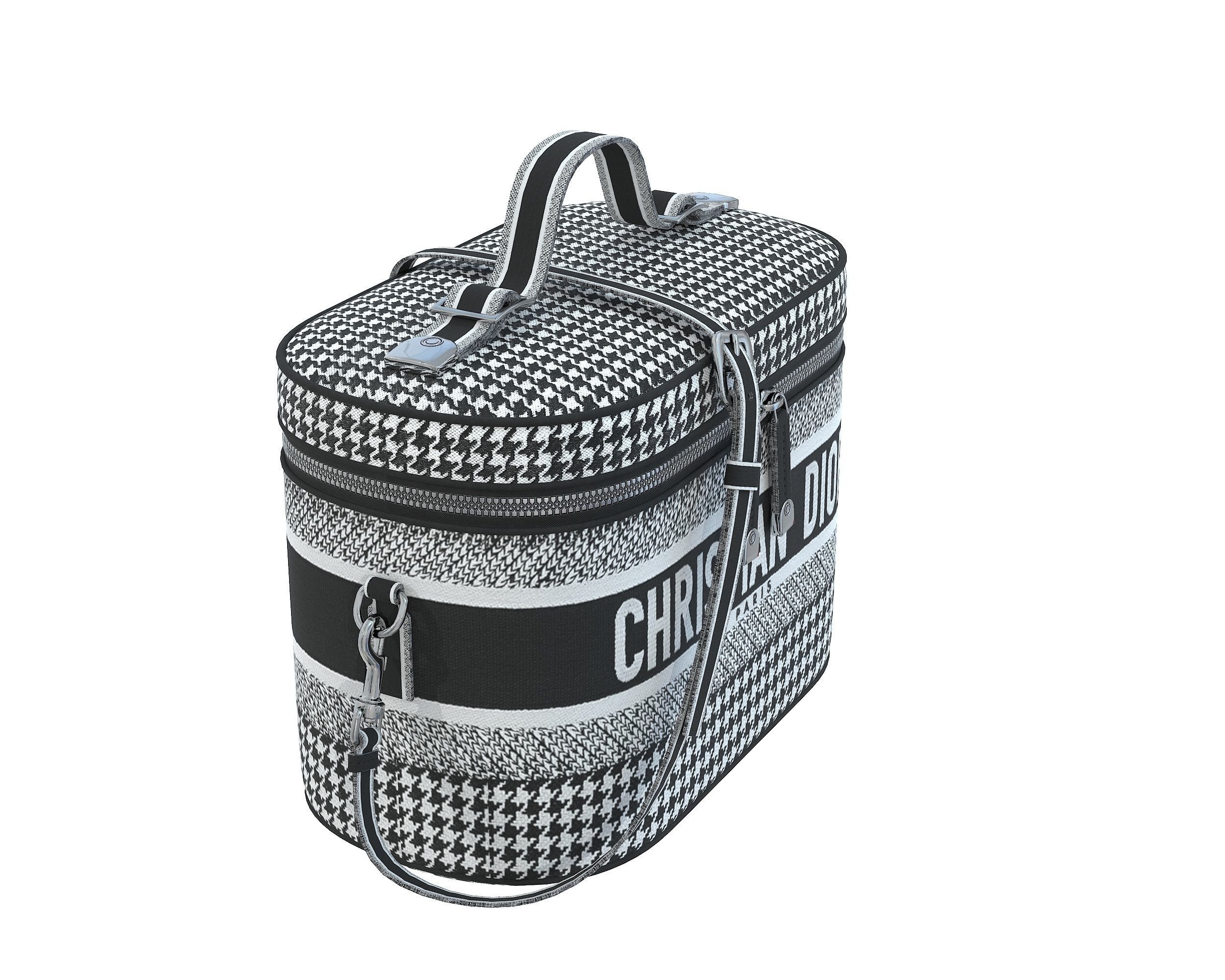 Dior DiorTravel Vanity Case Bag BlackWhite Fabric Low-poly 3D model_3