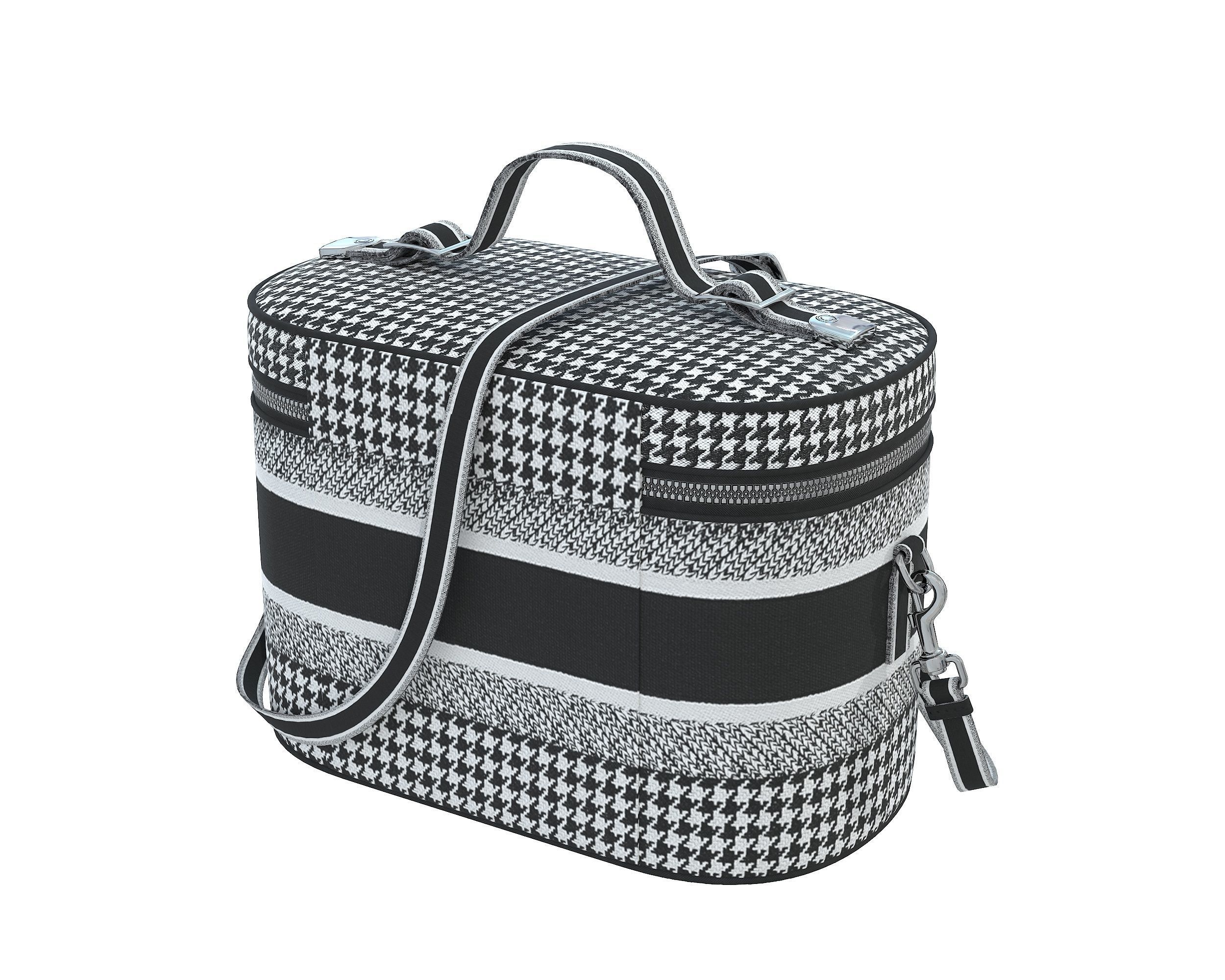 Dior DiorTravel Vanity Case Bag BlackWhite Fabric Low-poly 3D model_4