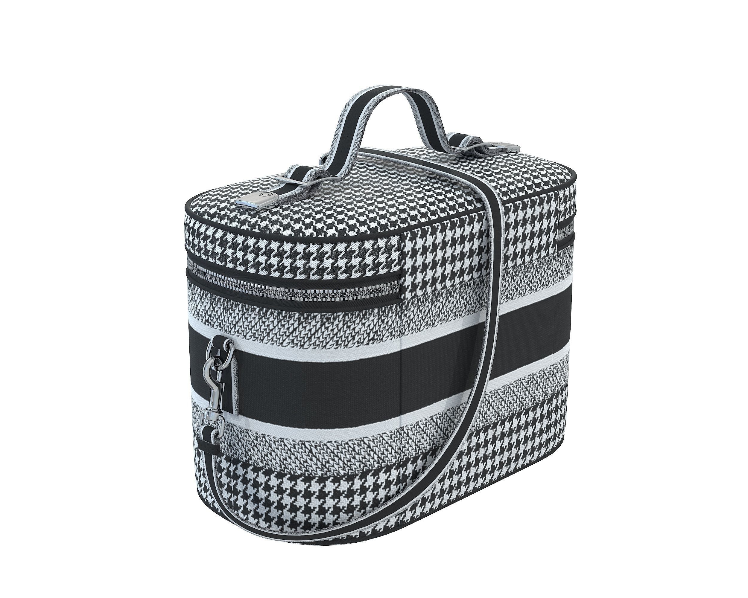 Dior DiorTravel Vanity Case Bag BlackWhite Fabric Low-poly 3D model_5