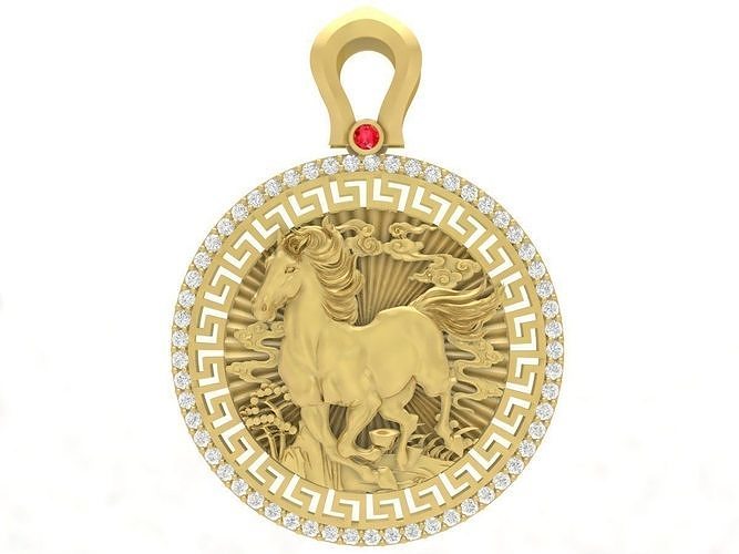 diamond horse men pendant 3657 3D print model
