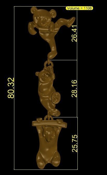 3 bear acrobat 3D model_2