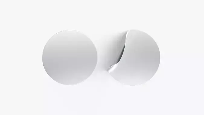 Two Round Stickers - silver smooth and curved sticky labels