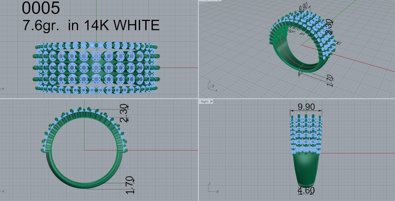 4 row basket seting ring 0005 3D print model_4