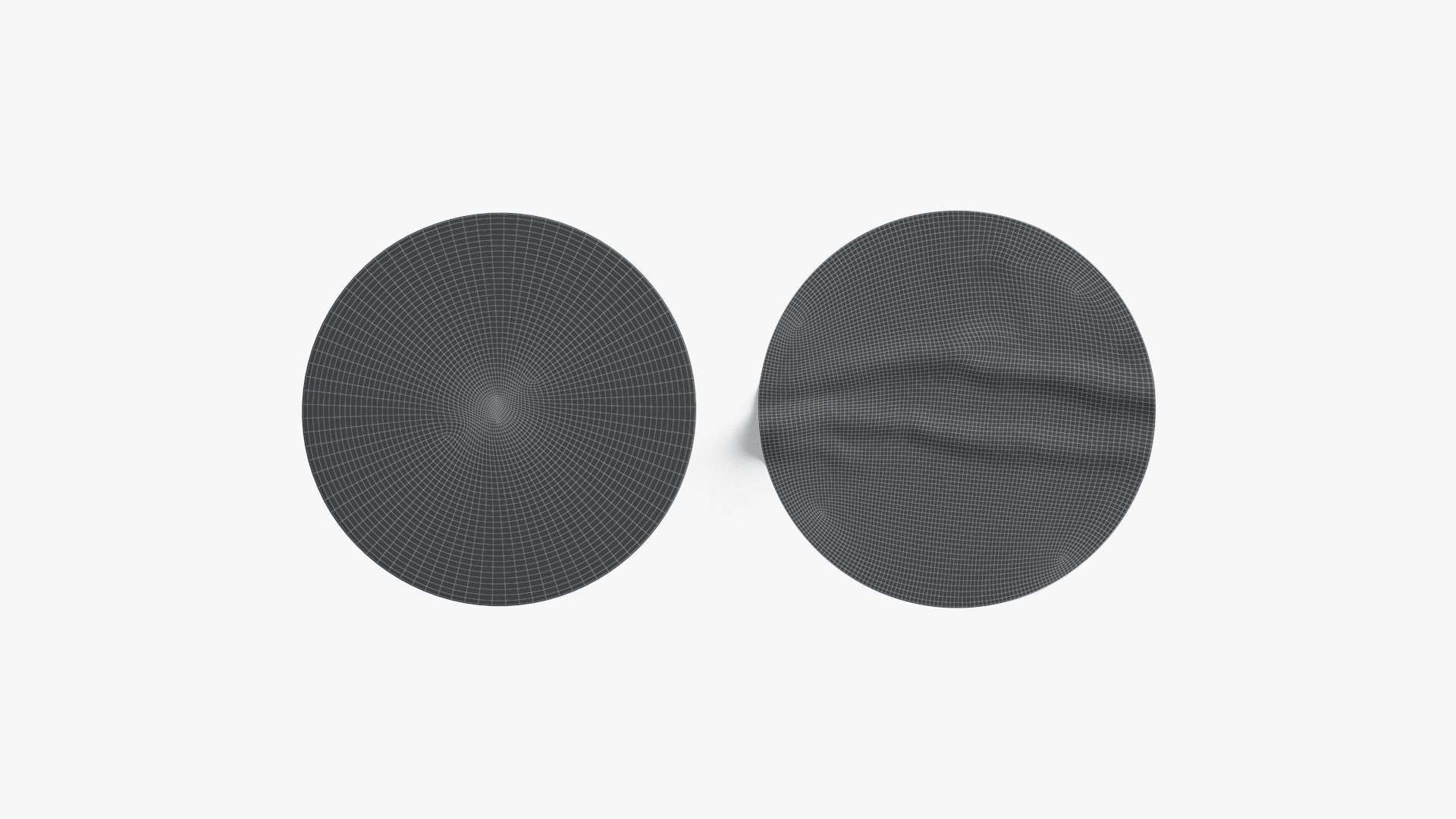 Two Round Stickers - silver sleek and wrinkly sticky tag Low-poly 3D model_5