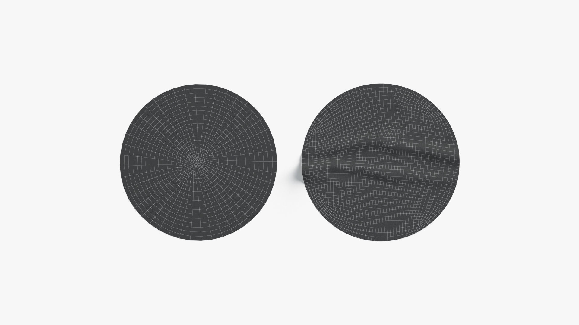 Two Round Stickers - silver sleek and wrinkly sticky tag Low-poly 3D model_4