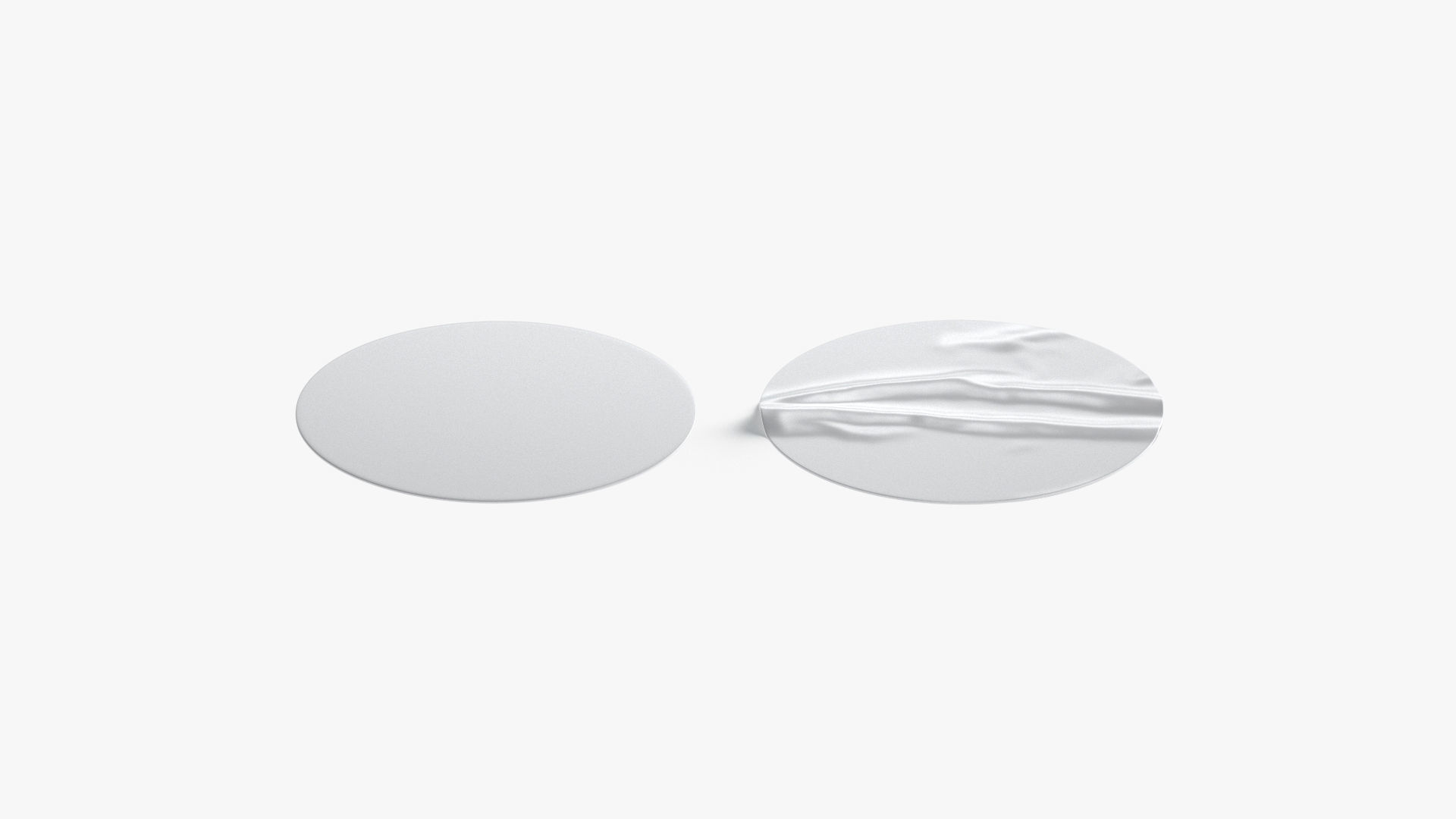 Two Round Stickers - silver sleek and wrinkly sticky tag Low-poly 3D model_3