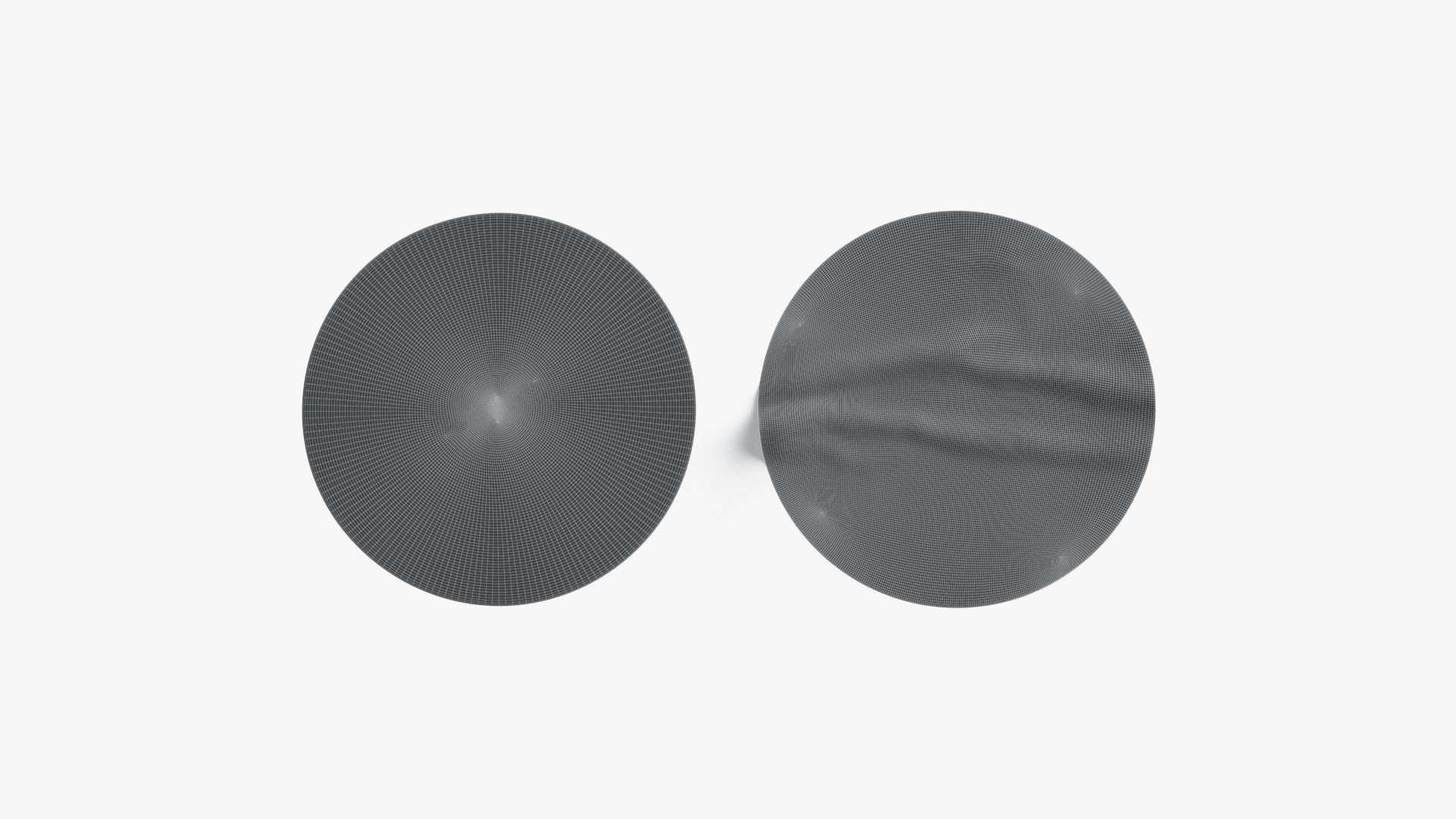 Two Round Stickers - silver sleek and wrinkly sticky tag Low-poly 3D model_6
